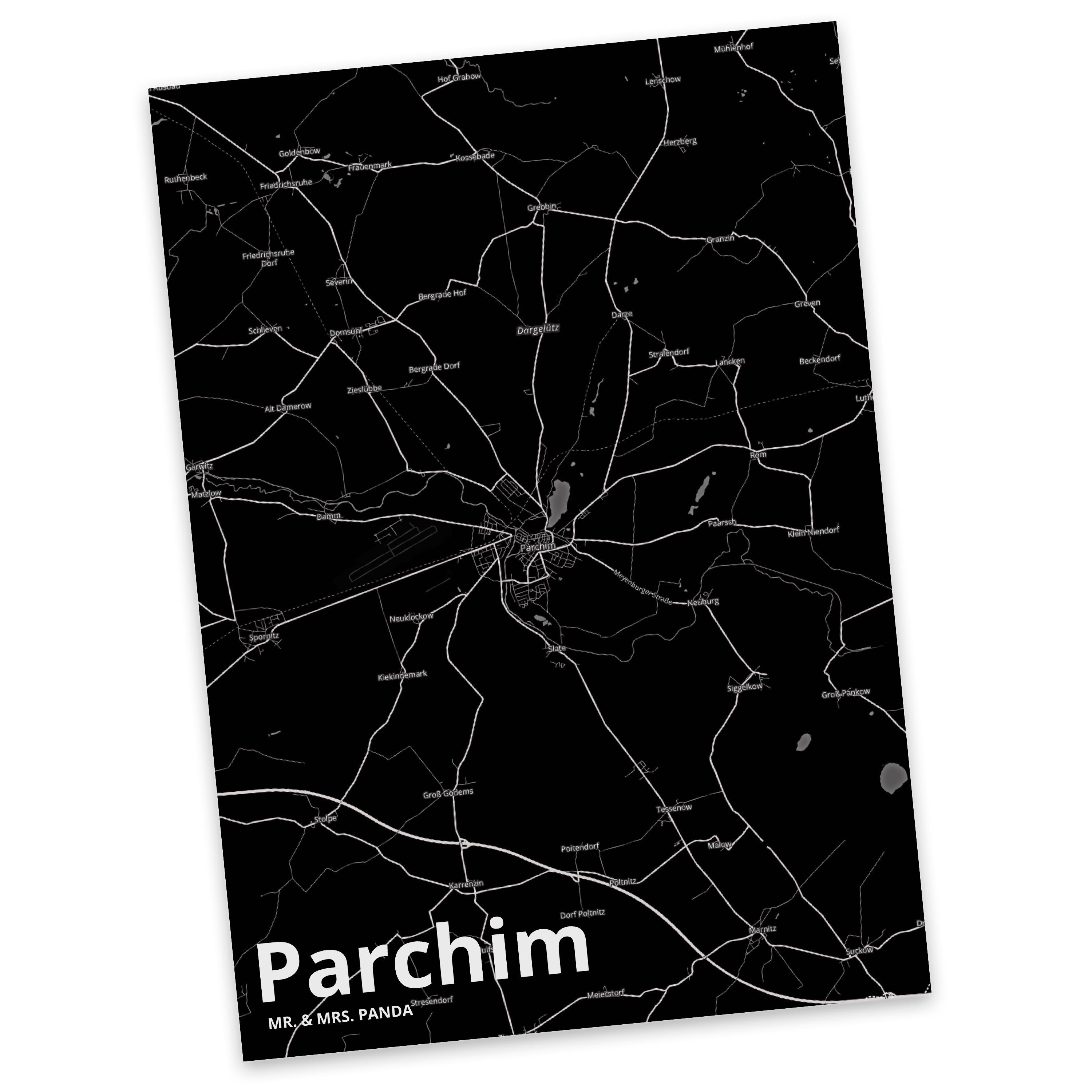 Mr. & Mrs. Panda Postkarte Parchim - Geschenk, Städte, Geschenkkarte, Dorf, Grußkarte, Dankeskar