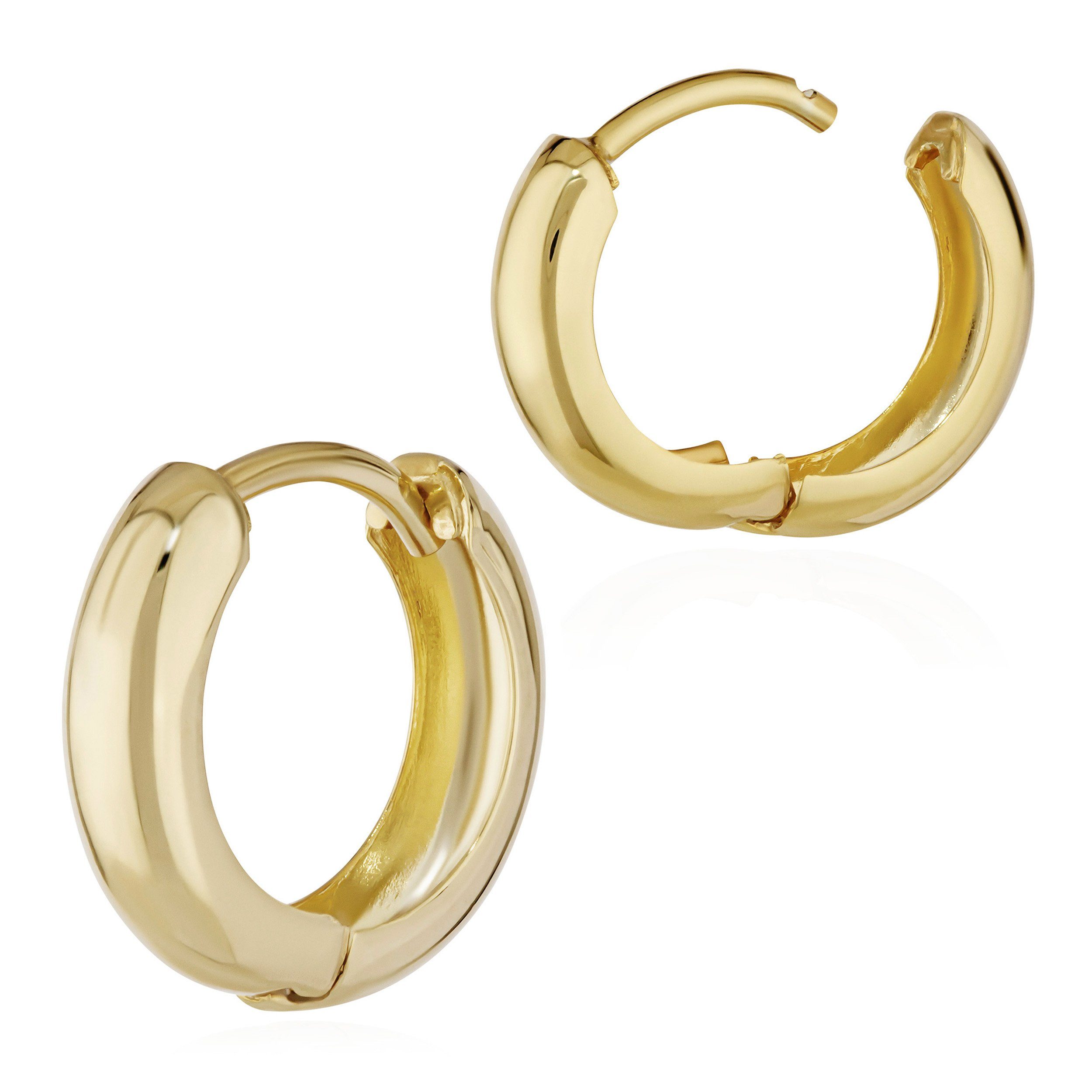 NKlaus Klappcreolen Paar 585 Gelbgold Klappcreolen Ohrringen 12,2 X 3, (Damen)