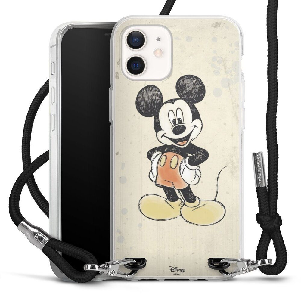 DeinDesign Handyhülle Offizielles Lizenzprodukt Mickey & Minnie Mouse Wasserfarbe, Apple iPhone 12 Handykette Hülle mit Band Case zum Umhängen