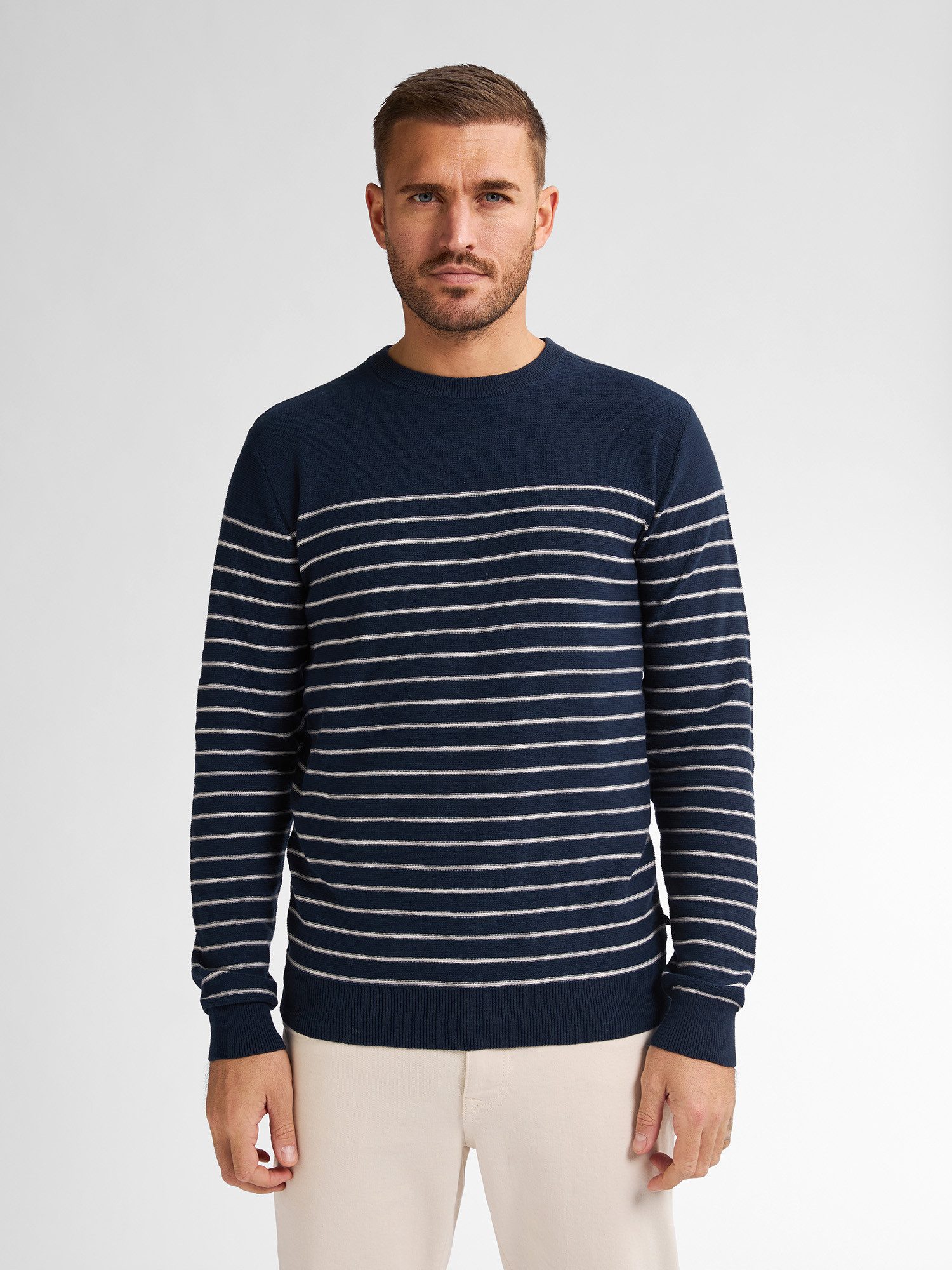 Petrol Pullover Palm Streifen Ecru  - Größe XXL günstig online kaufen