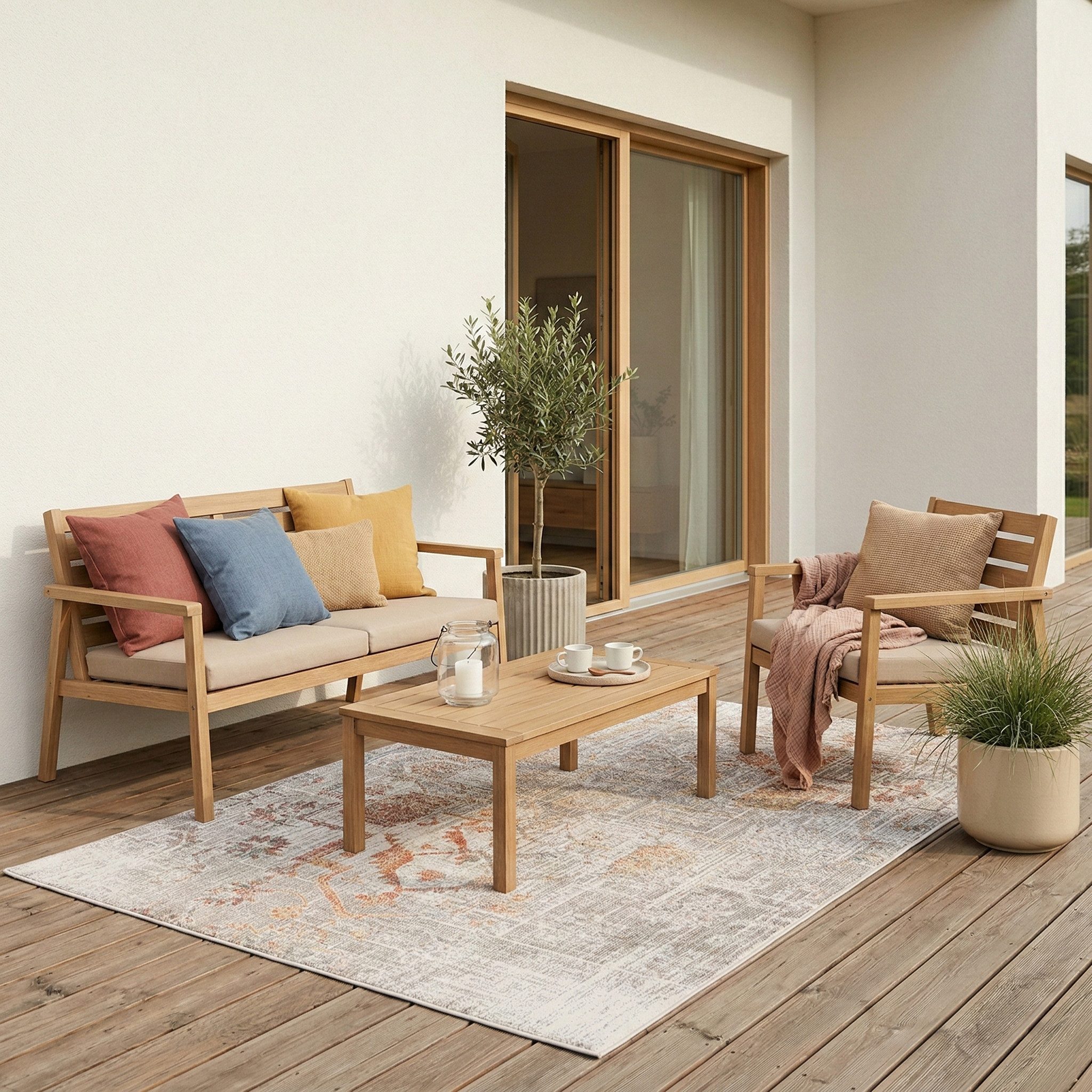 Pergamon Outdoorteppich Indoor Outdoor Teppich Lagos Vintage, Rechteckig, Höhe: 4 mm