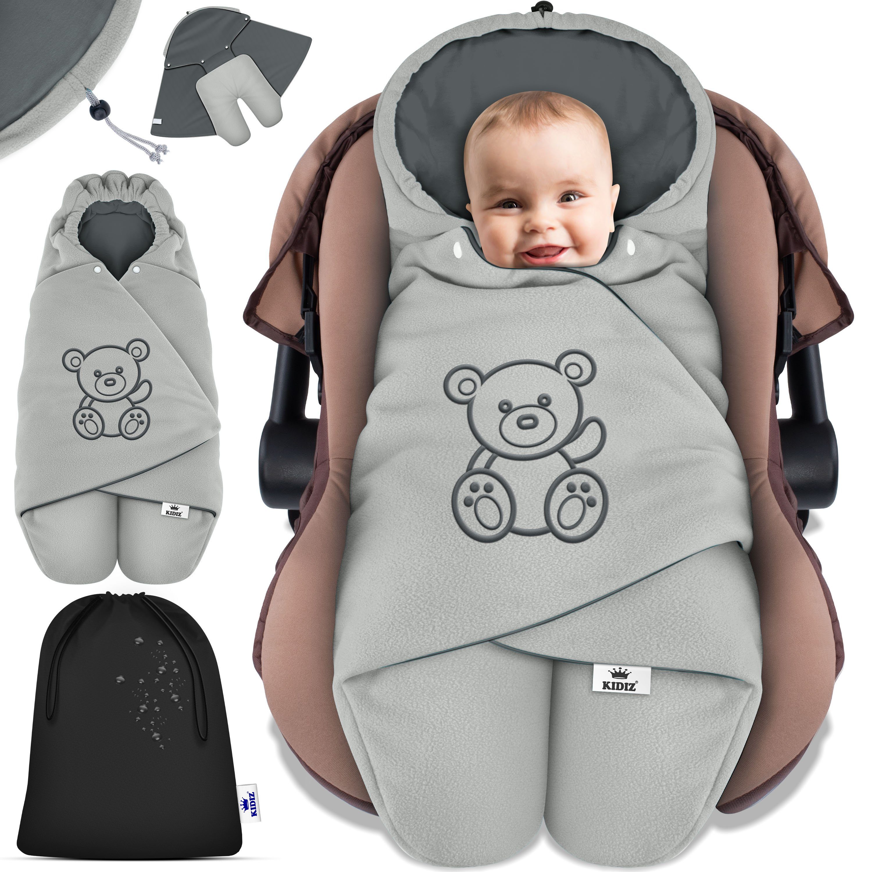 KIDIZ Deckenschlafsack, Baby Einschlagdecke mit Tasche für Winter & Herbst Babydecke Fußsack