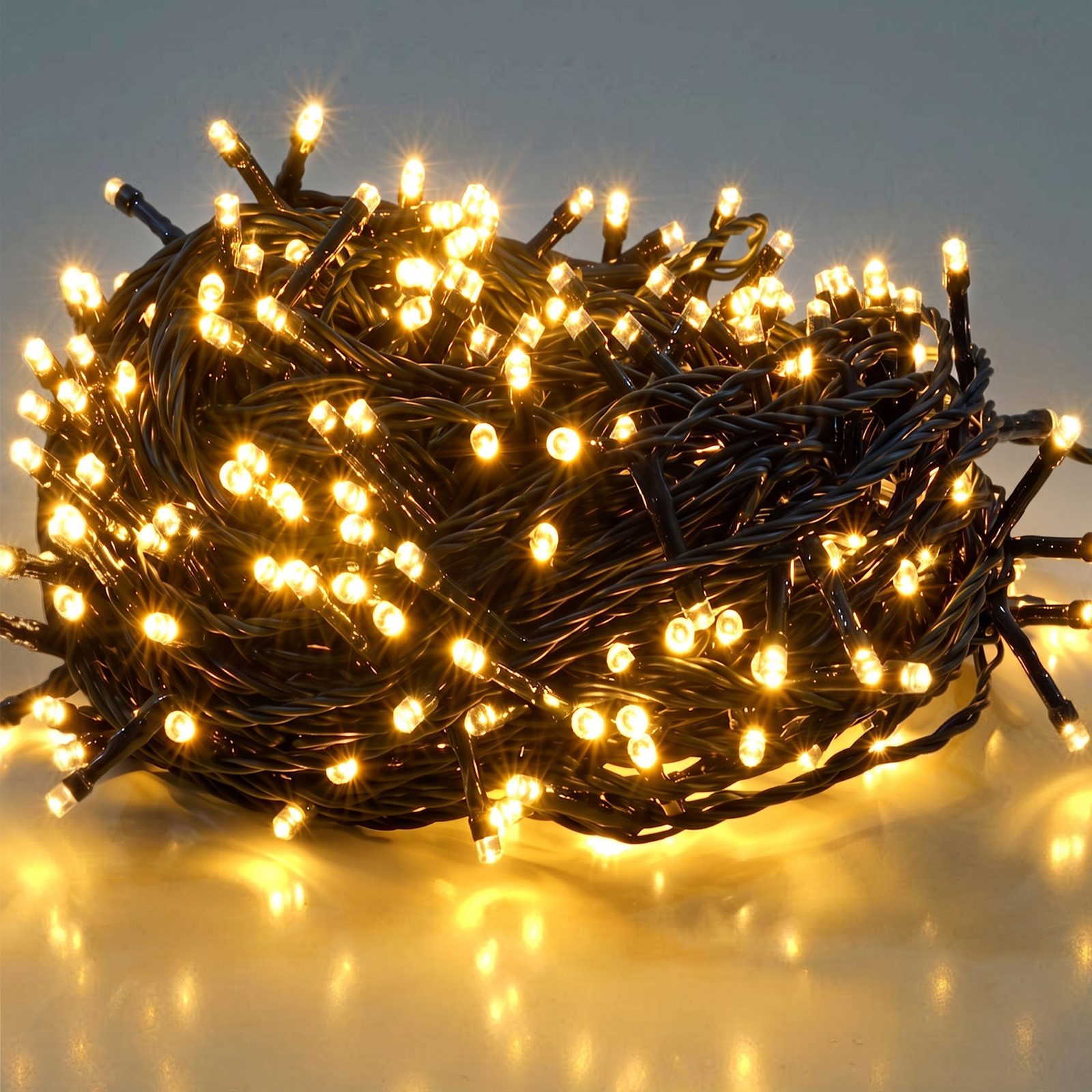 Salcar LED-Lichterkette 2m-100m LED Lichterkette Weihnachtsbaum 20-1660er LED Weihnachtsdeko, 5m 50 LED, 8 Modi und Memory-Funktion, Spritzwassergeschützt