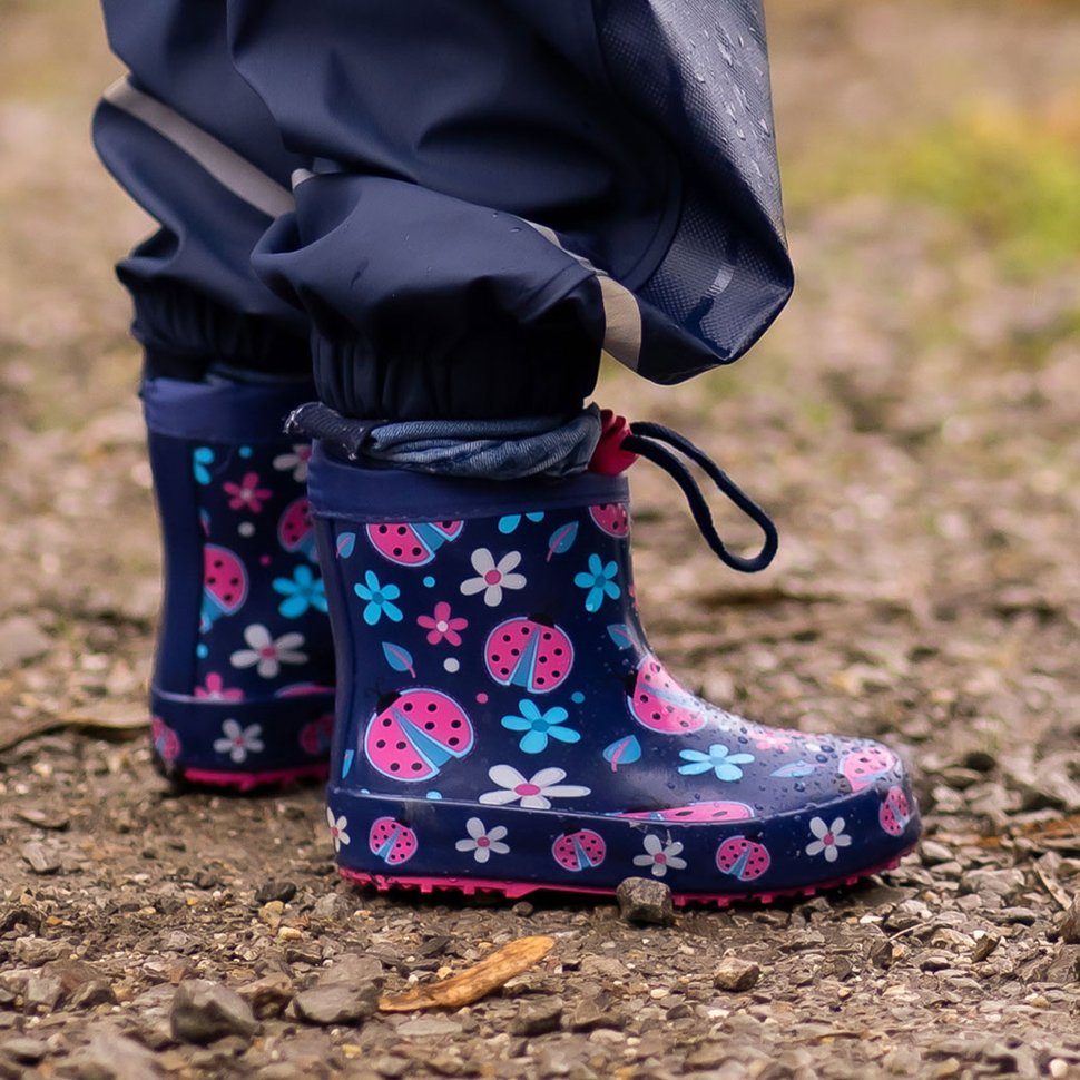 mit Glückskäfer mit Laufsohle Naturkautschuk Beck Kinder) (perfekt Wasserdicht, für Gummistiefel Gummistiefel sehr kleinere Aus Warmfutter flexibler Kleinkinder