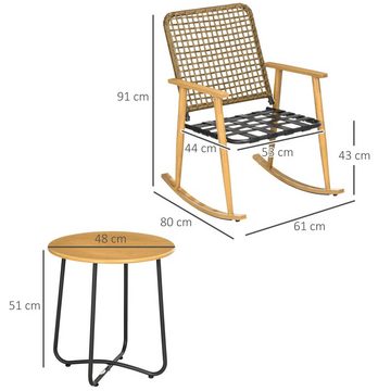 Outsunny Sitzgruppe 3-tlg. Gartenmöbelset mit Sitzauflagen in Rattanoptik, (Set, 3-tlg., Gartenmöbel-Set), 1 Tisch mit 2 Stühlen