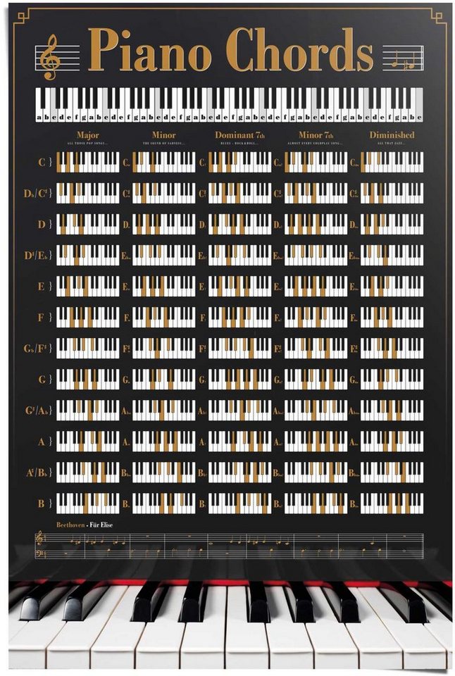 Reinders! Poster Poster Klavier Akkorde, Instrumente (1 St)