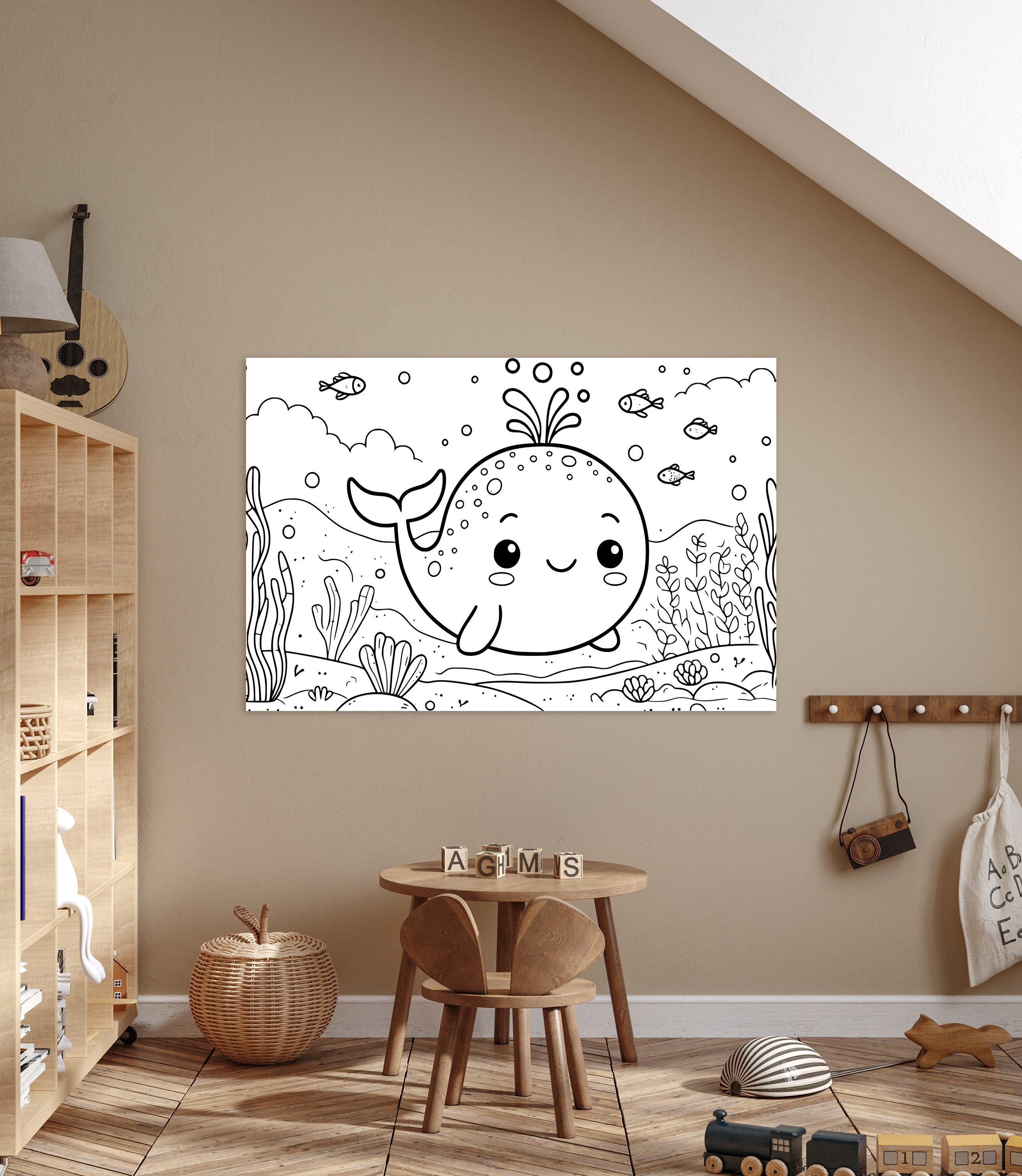 queence Bild Kleiner Wal, Blätter, Blätterbilder, Figuren, Fisch & Meeresfrüchte, Meer Bilder, Mädchen, Märchenbilder, Unterwasserwelt, Wassertiere, klassische Fantasie (1 St), DIY Wandbild aus Dibond