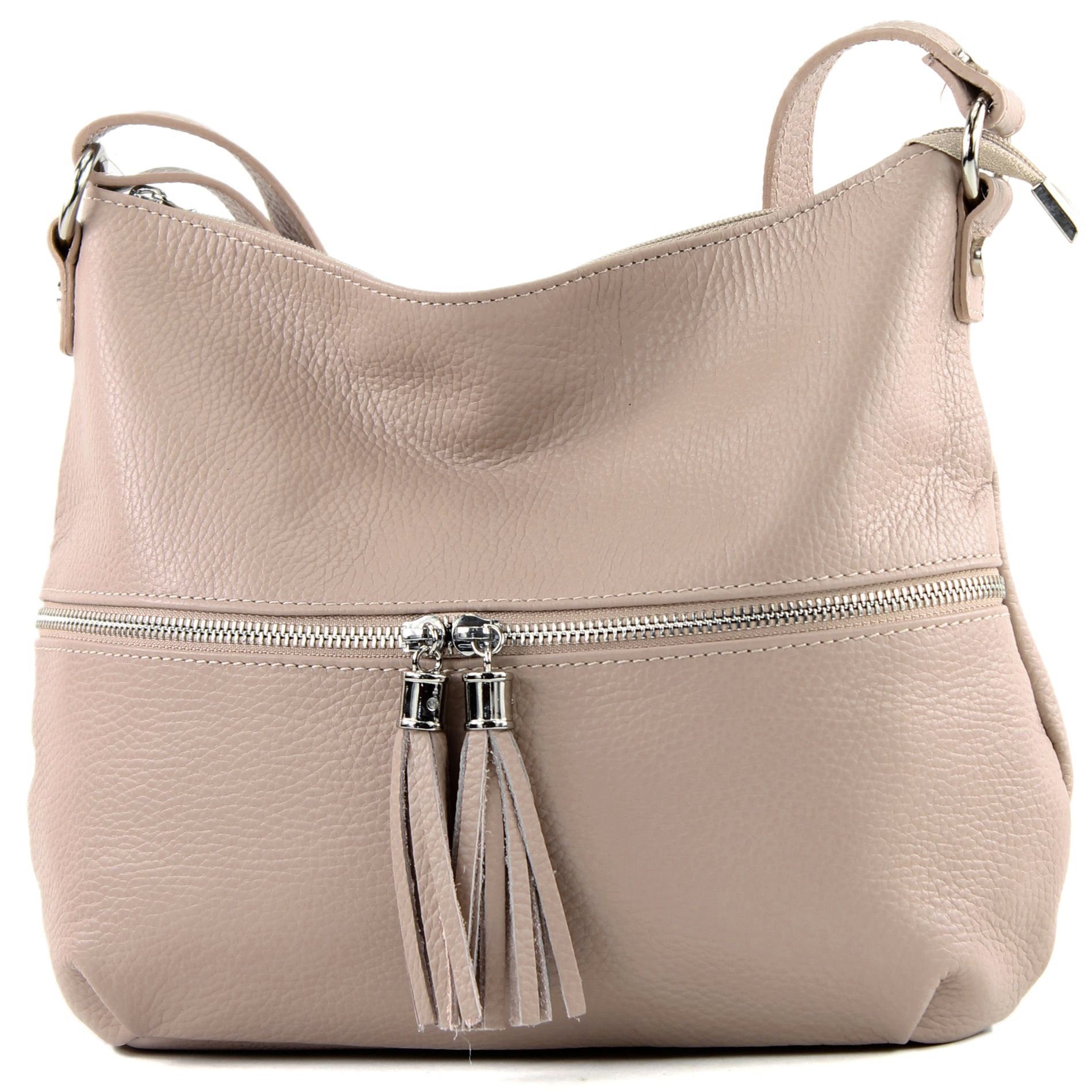 modamoda de Schultertasche T159v3, Echtleder Handmade in Italy