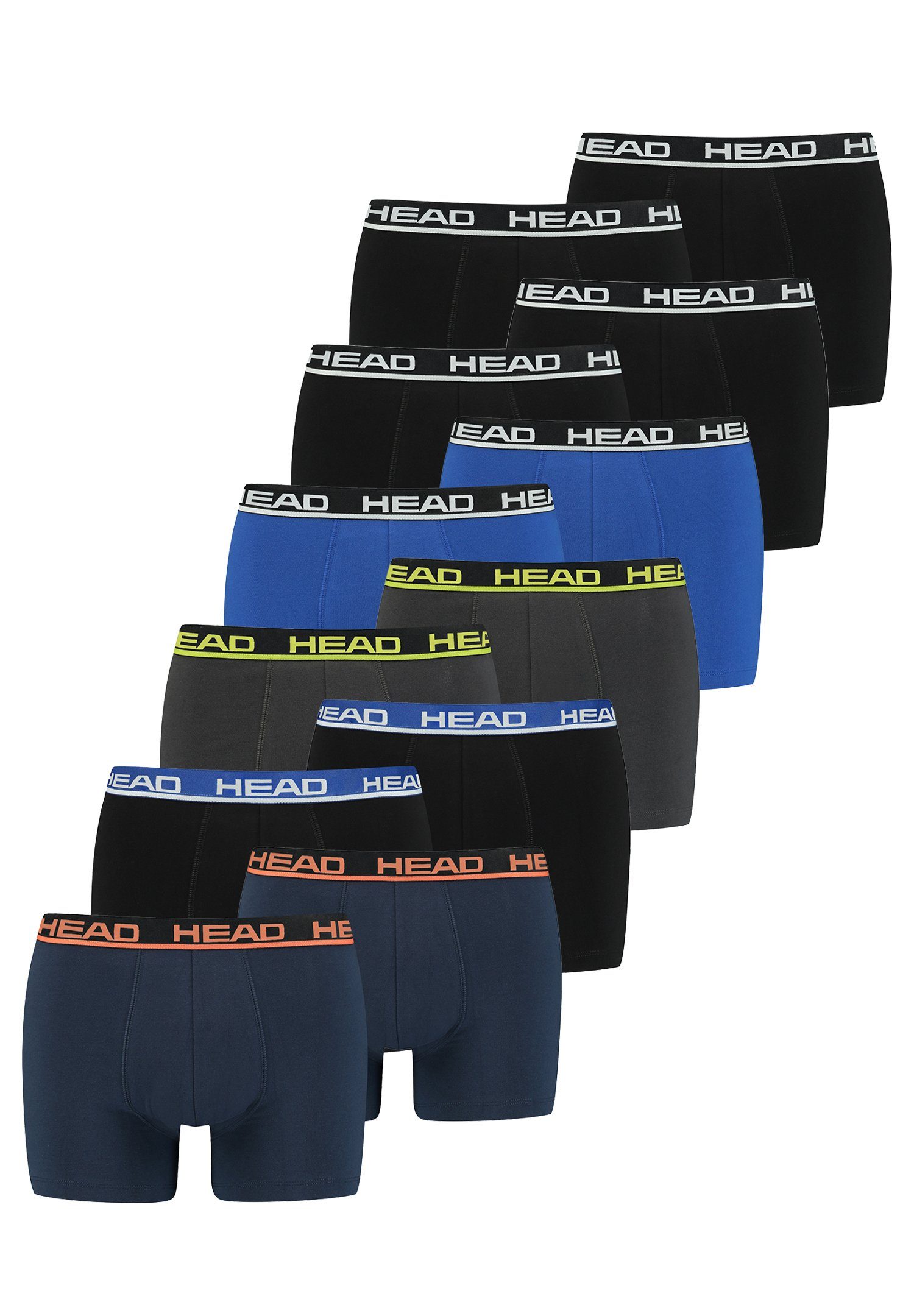 Head Boxershorts Head Basic Boxer 12P (Spar-Set, 12-St., 12er-Pack) Black/Black Blue/Phantom Lime/Blue Orange/Blue Black