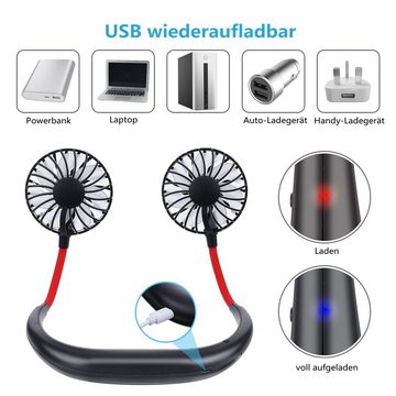 Insma Mini USB-Ventilator, Tragbarer Nackenlüfter 3 Windgeschwindigkeiten