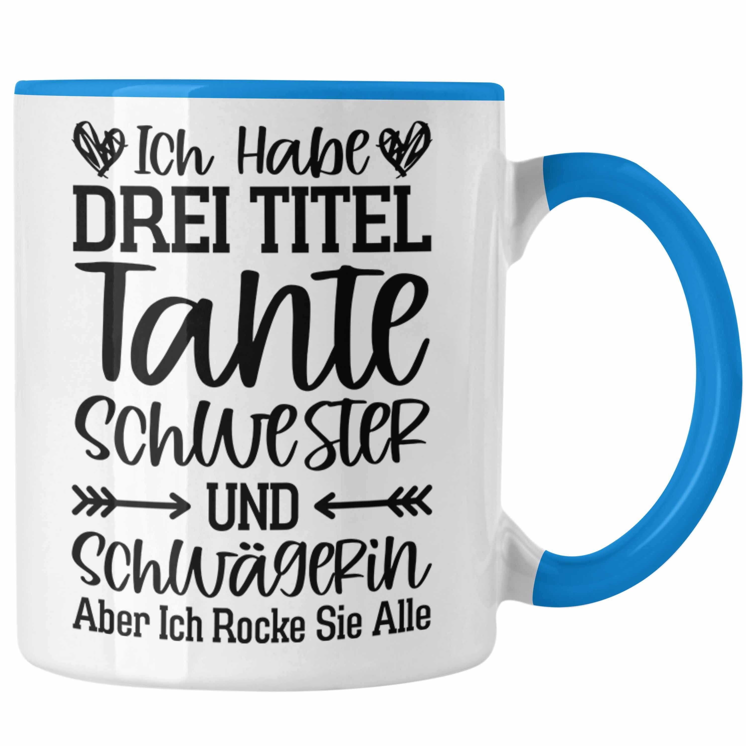 Trendation Tasse Trendation - Beste Tante Geschenk Tasse mit Spruch für Tante Weihnachten Lieblings Schwester Tante Schwägerin Blau