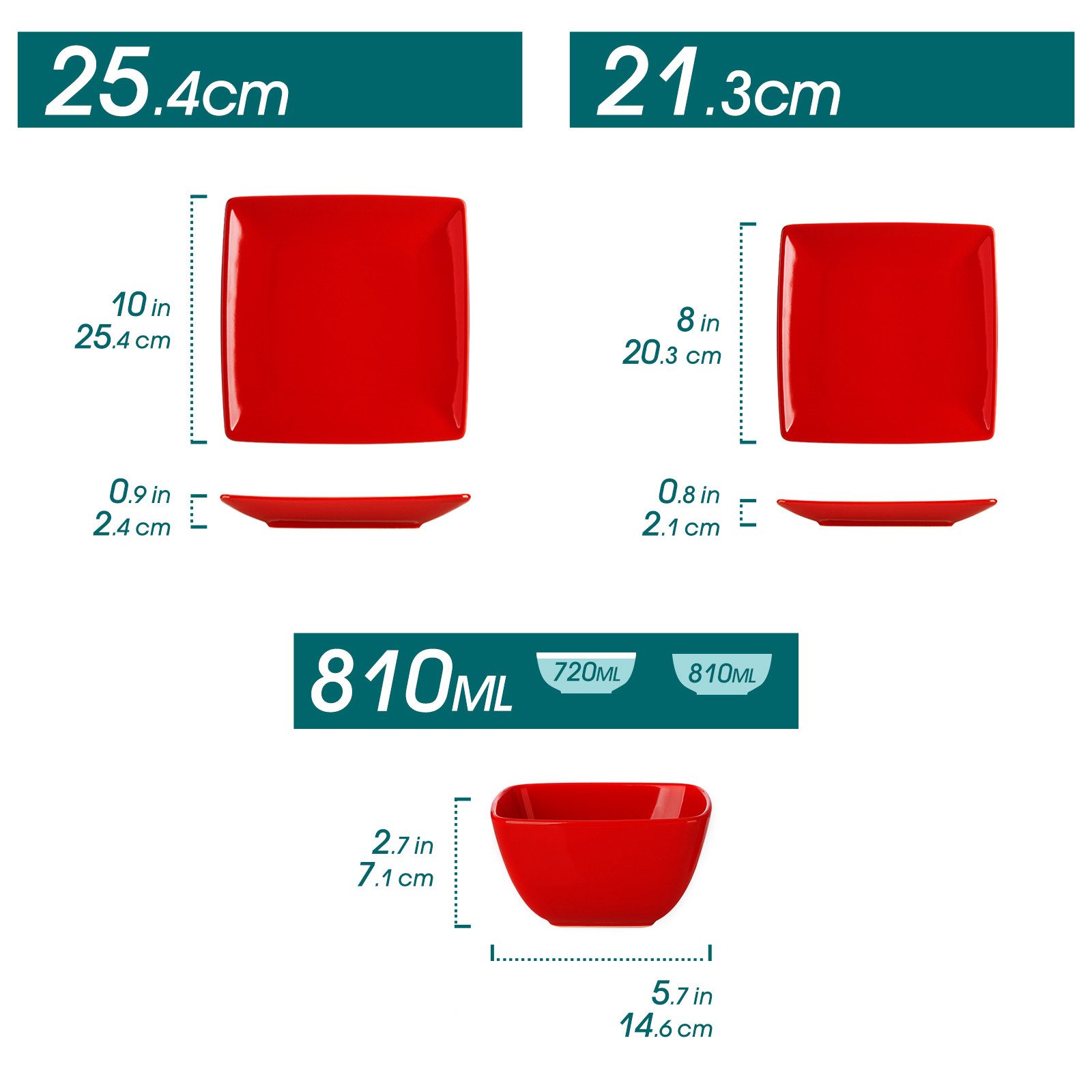 vancasso Geschirr-Set 12/16-tlg Kombiservice, für 4, Steingut, Rechteckig (12-tlg), 4 Personen, Steingut – Bild 2 von 5