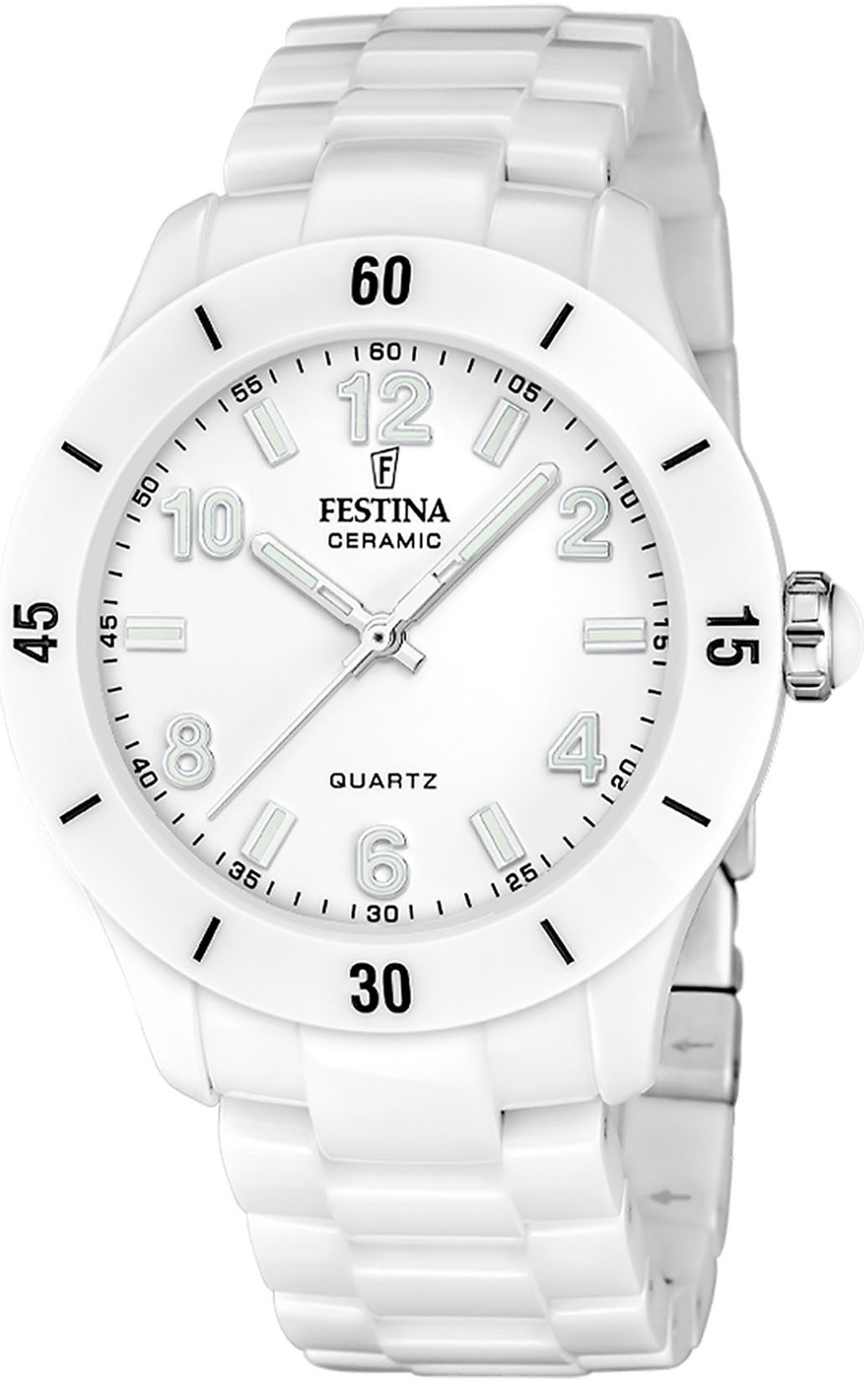 Festina Keramikuhr Ceramic F20720/1, Quarzuhr, Armbanduhr, Damenuhr, analog günstig online kaufen