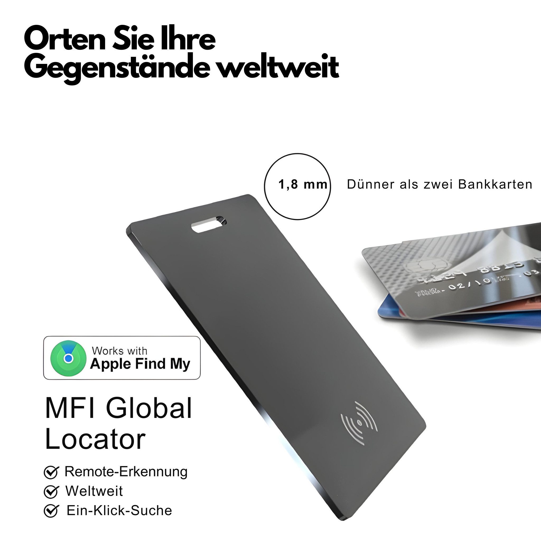 HS.SUPPLY GPS-Tracker für Apple iOS – Tracking mit „Wo ist?“, GPS Tracker Karte GPS-Tracker (GPS-Tracker Karte, zur Ortung von wichtigen Dingen)