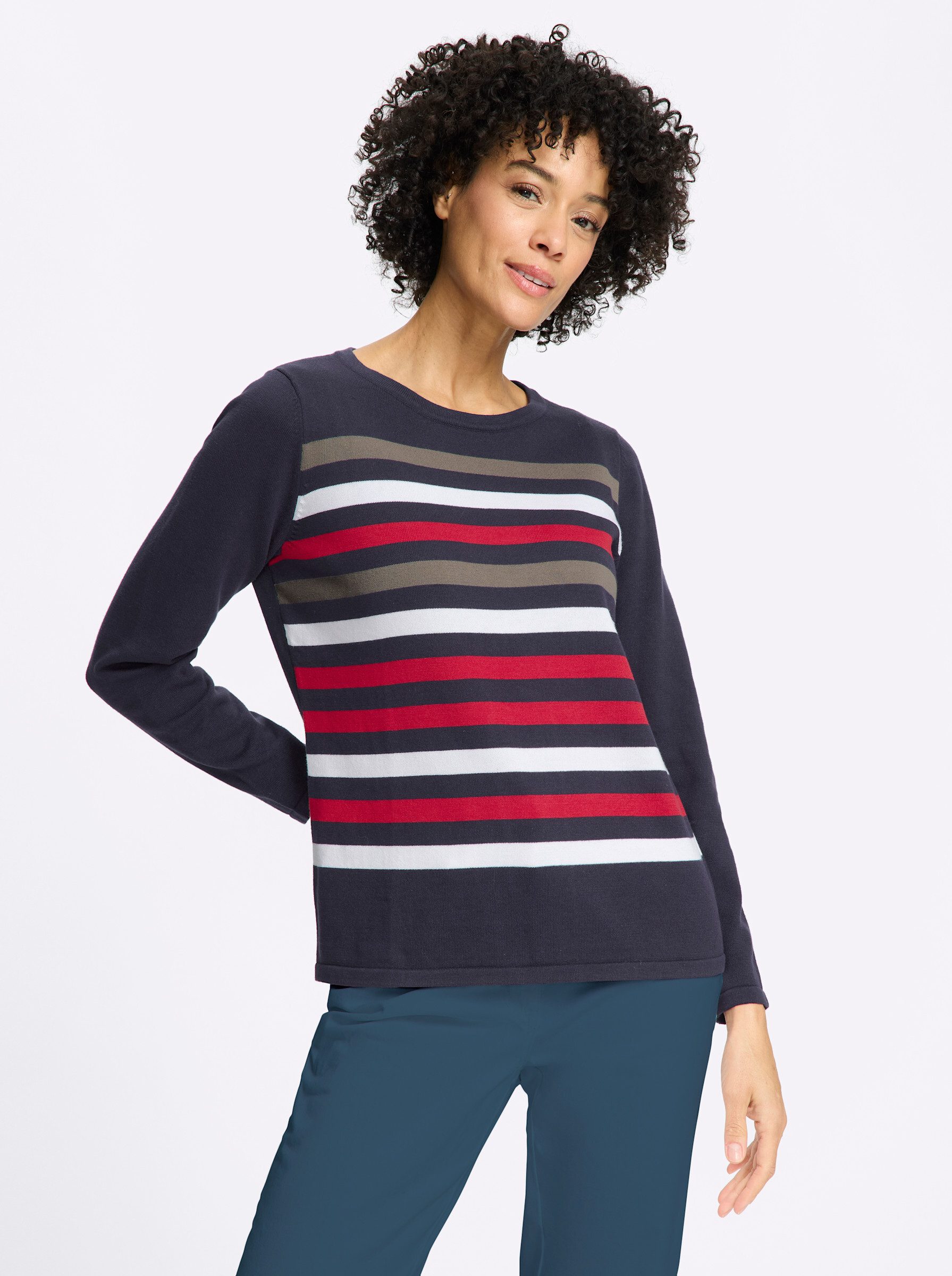 Strickpullover Rundhals-Pullover Langarm Jersey