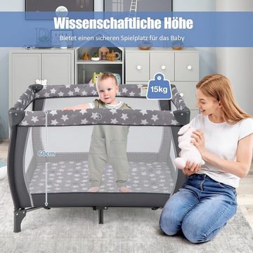 KOMFOTTEU Babybett Reisebett, Faltbares Beistellbett, 125 x 65cm