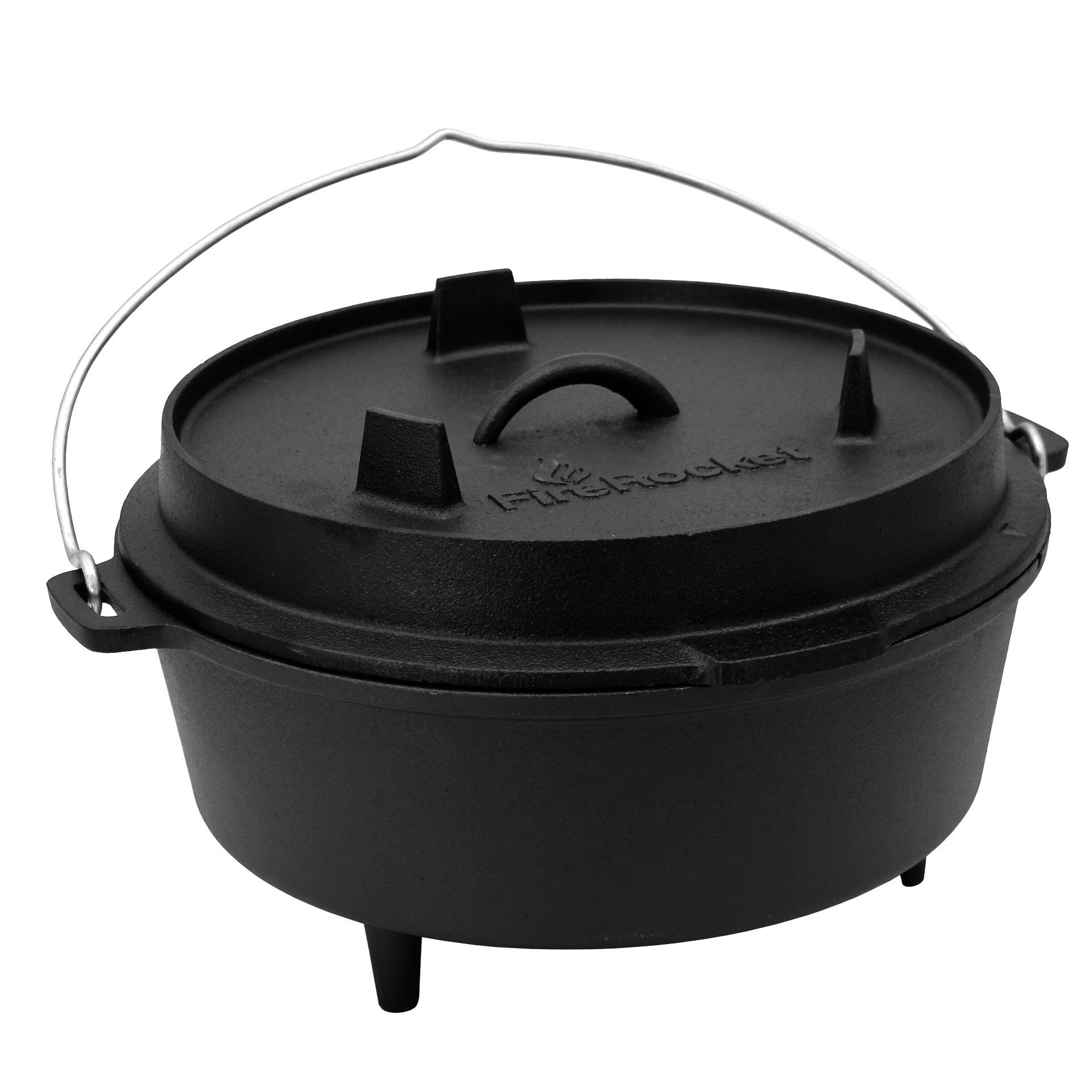 FireRocket Grilltopf Dutch Oven 6qt 5,5L Dreibein Premium Gusseisen, Gusseisen (Dutch Oven)