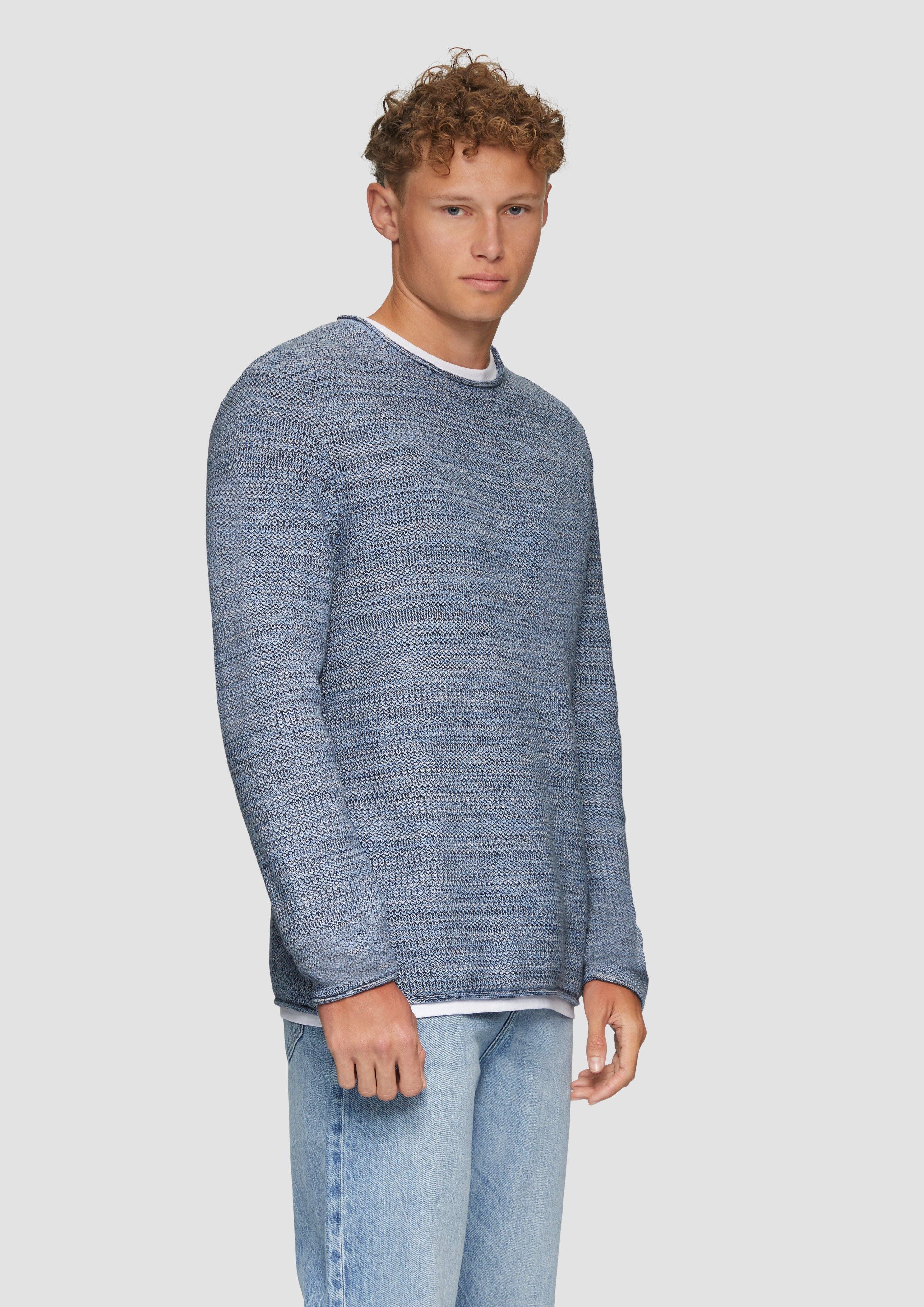 QS Strickpullover Melierter Strickpullover mit Layering-Detail günstig online kaufen