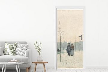 MuchoWow Türtapete Altes Paar in einem neu angelegten Park - Gemälde von Anton Mauve, Matt, bedruckt, (1 St), Fototapete für Tür, Türaufkleber, 75x205 cm