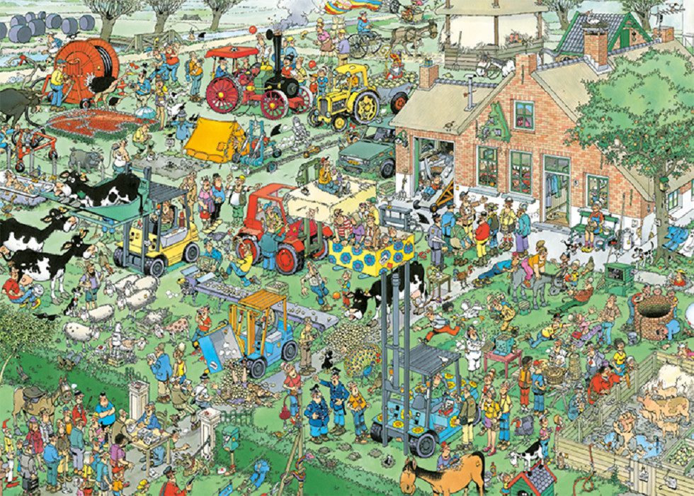 Jan van Haasteren Puzzle Jan van Haasteren Bauernhof Besuch 1000 Teile Puzzle, 1000 Puzzleteile
