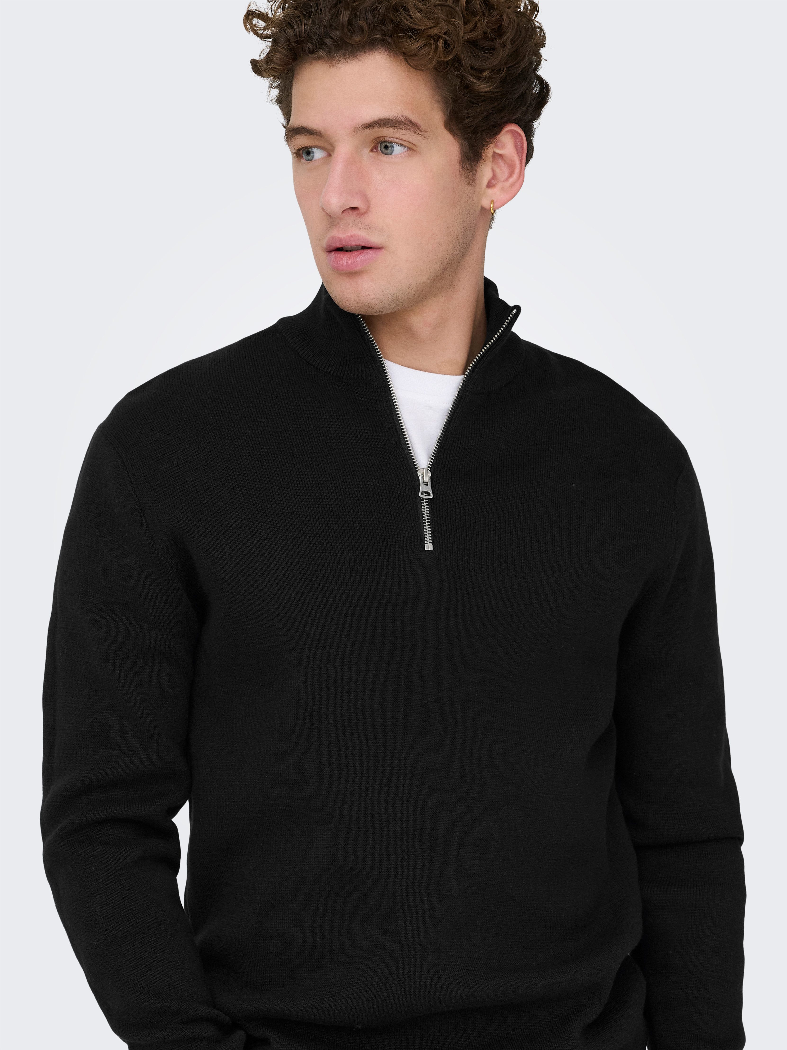 ONLY & SONS Troyer ONSTING LIFE REG HALF ZIP KNIT NOOS Baumwolle, regular fit