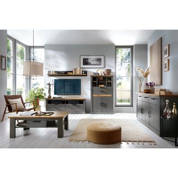 Lomadox Sideboard PADBORG-129, Kommode 170cm, anthrazit mit Eiche