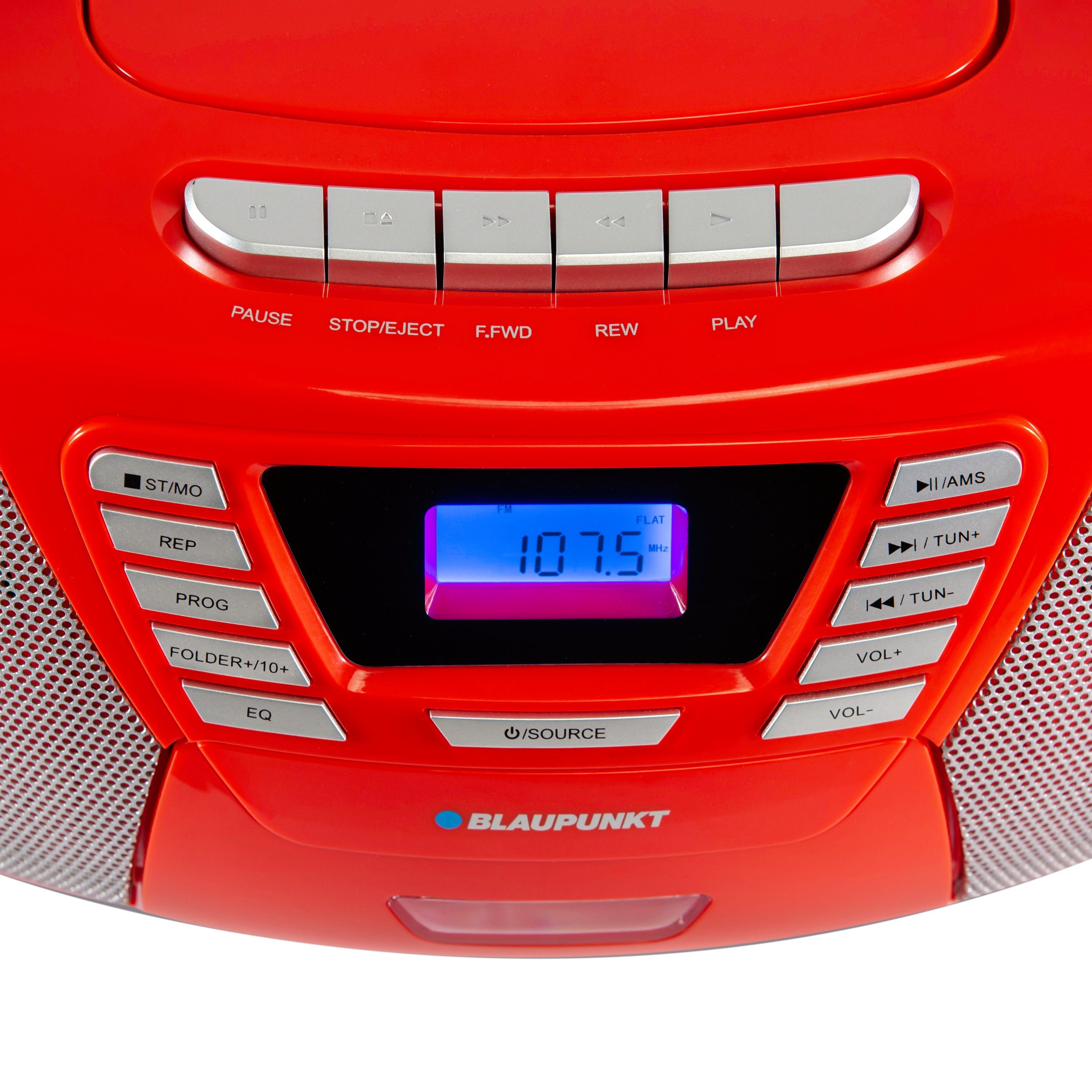 Boombox Hörbuchfunktion, B Kassetten FM, CD-Player, Rot USB, und (UKW, Blaupunkt 120 W, 6,00 Bluetooth, Radio)