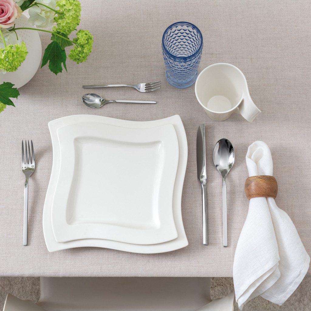 Villeroy & Boch Frühstücksteller NewWave quadratischer Frühstücksteller 24x24cm, (1 St), Premium Porcelain, mikrow.- & spülm.sicher, Made in Germany