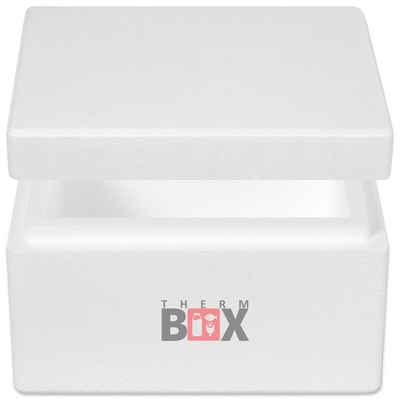 THERM-BOX Thermobehälter »Styroporbox 5W«, Styropor-Verdichtet, (Box mit Deckel im Karton), Innen: 25x19x12cm, Wand:3,0cm, Volumen: 5,9L, Isolierbox Thermobox Kühlbox Warmhaltebox Wiederverwendbar