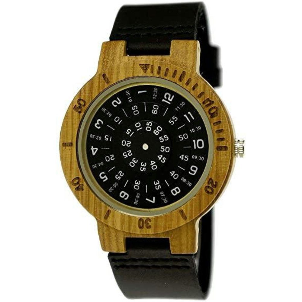 Holzwerk Quarzuhr NEBRA Damen und Herren Leder & Holz Armband Uhr in schwarz, beige | Quarzuhren