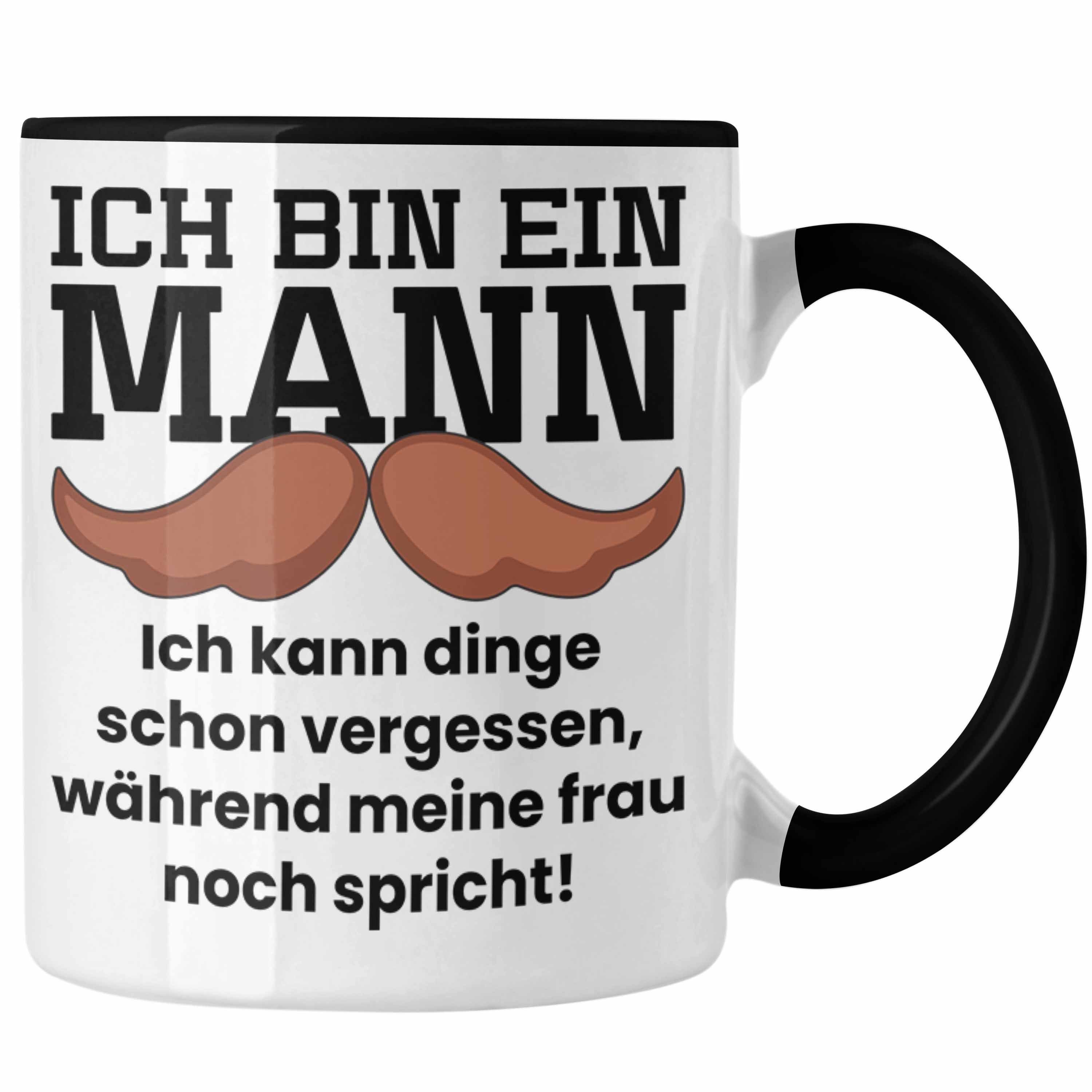 Trendation Tasse Ehemann Tasse Geschenk Mann Spruch Tasse Vergesslich "Ich Bin Ein Mann Schwarz