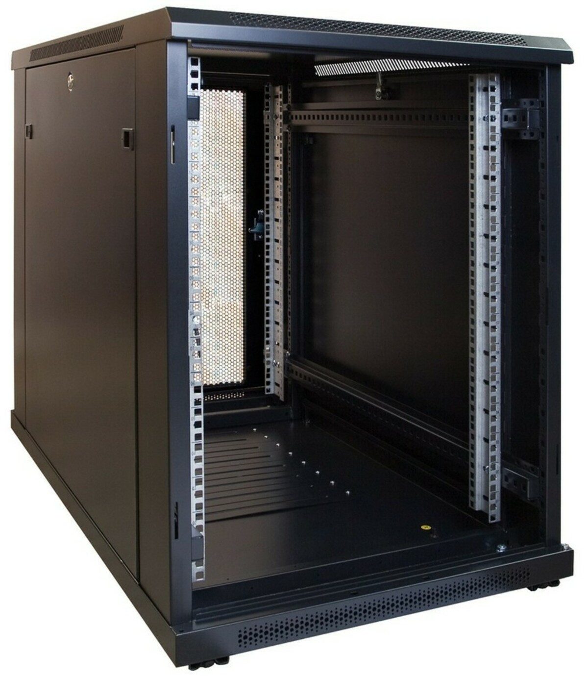 DSIT Serverschrank 15 HE, kleiner Serverschrank, mit perforierter Fronttür (BxTxH) 600 x, 516