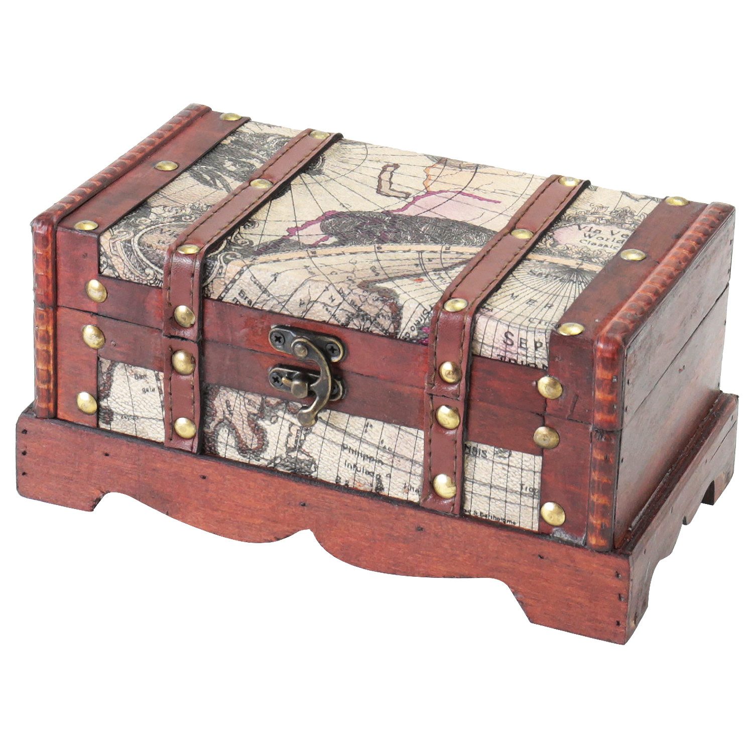 HMF Schatzkiste Schatztruhe aus Holz (1 St), Schatzkiste für Kindergeburtstag, 23 x 13 x 11 cm, Amerika