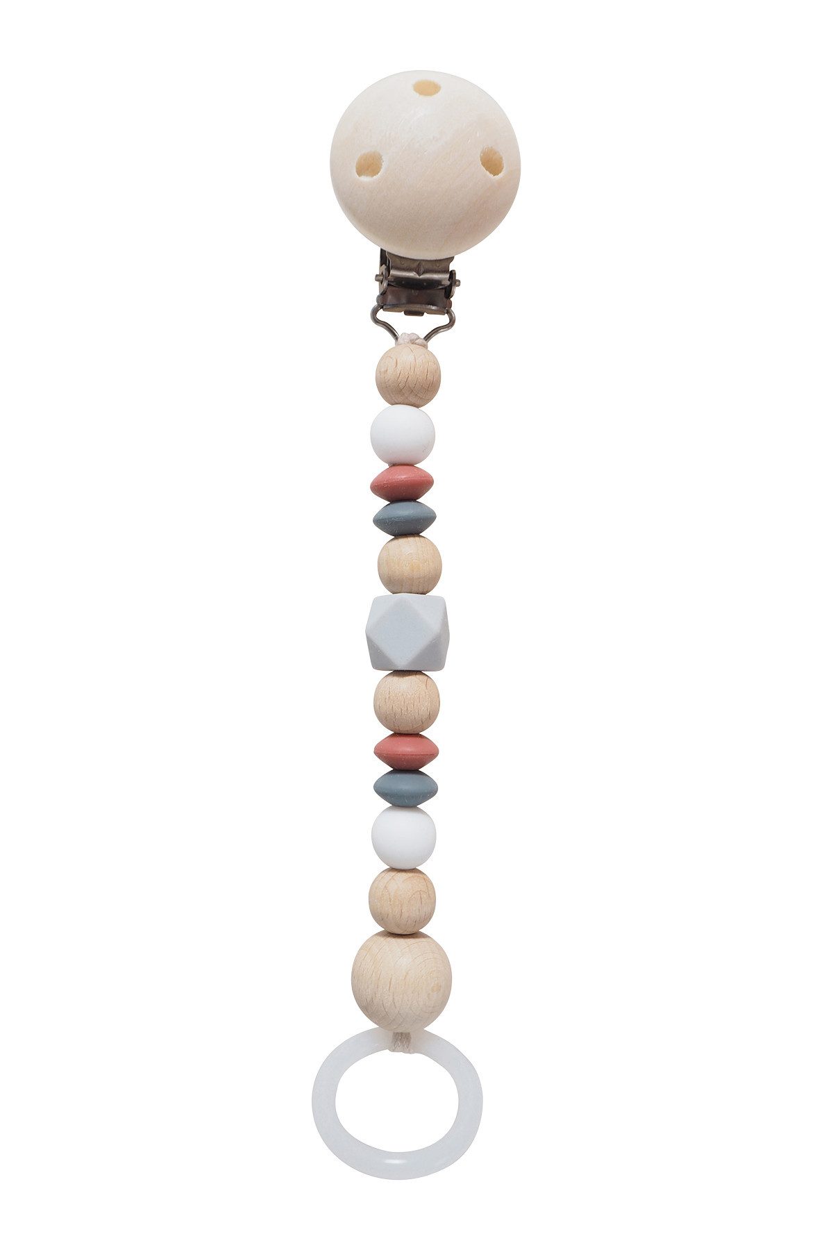 Schnullerbefestigung Schnullerkette grau/- rostrot