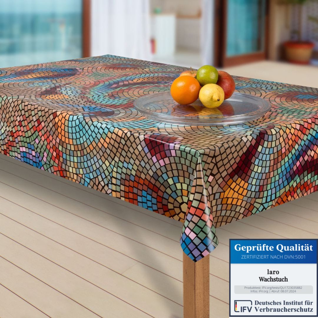 laro Tischdecke Wachstuch-Tischdecken Abwaschbar Mosaik bunt rechteckig günstig online kaufen