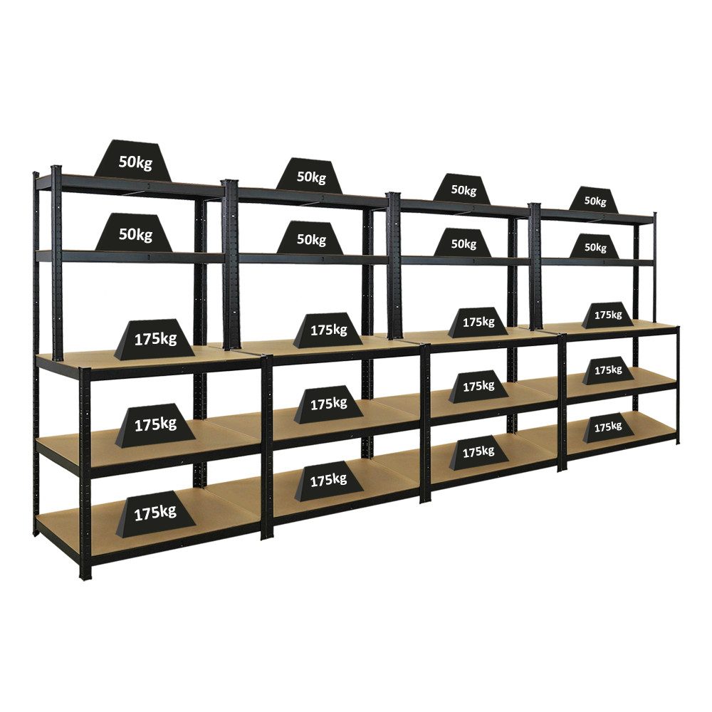 PROREGAL® Werkbank MegaDeal 4 Stück GIANT BEAST 180x100x60cm Fachlast 175kg Schwarz