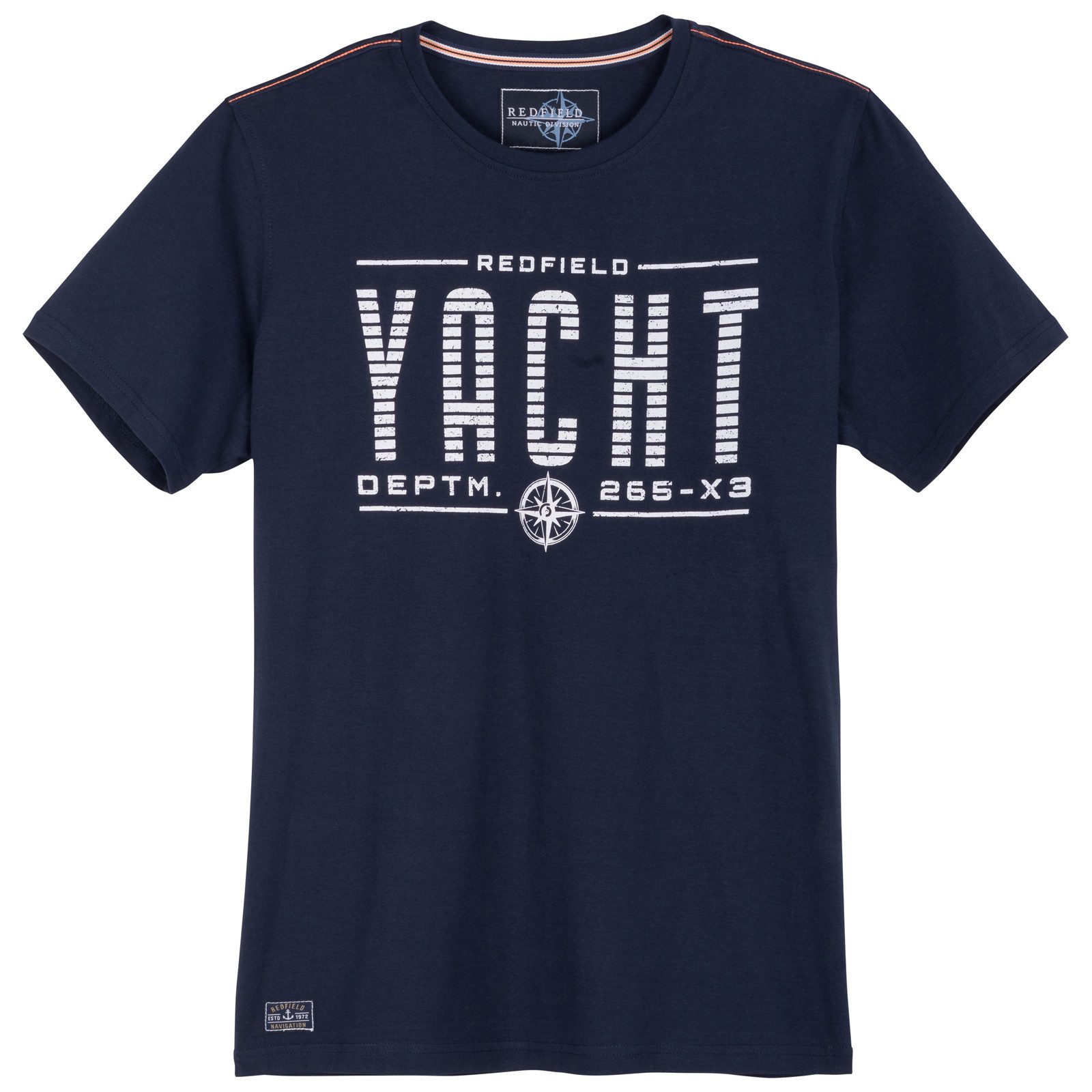 redfield Rundhalsshirt Redfield XXL T-Shirt dunkelblau Print Yacht maritim