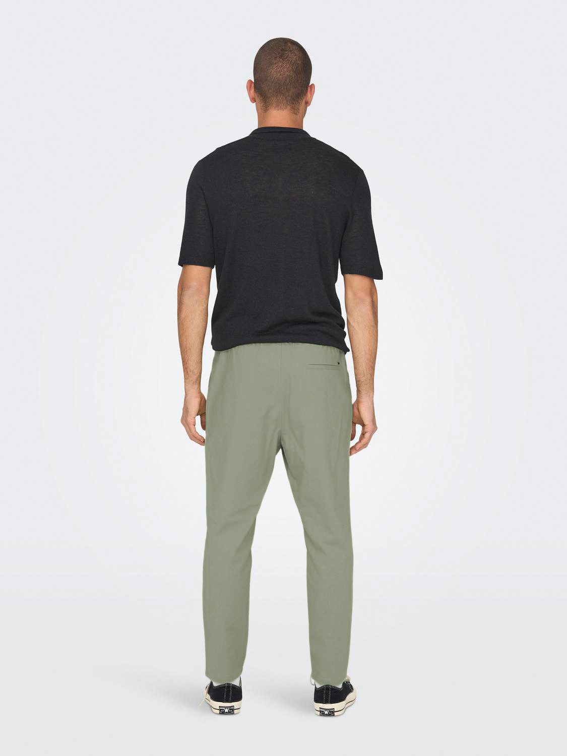 ONLY & SONS Stoffhose Leinen Baumwolle Stoffhose mit Tunnelzug ONSLINUS ONSLINUS CROP 0007 COT LIN PNT NOOS