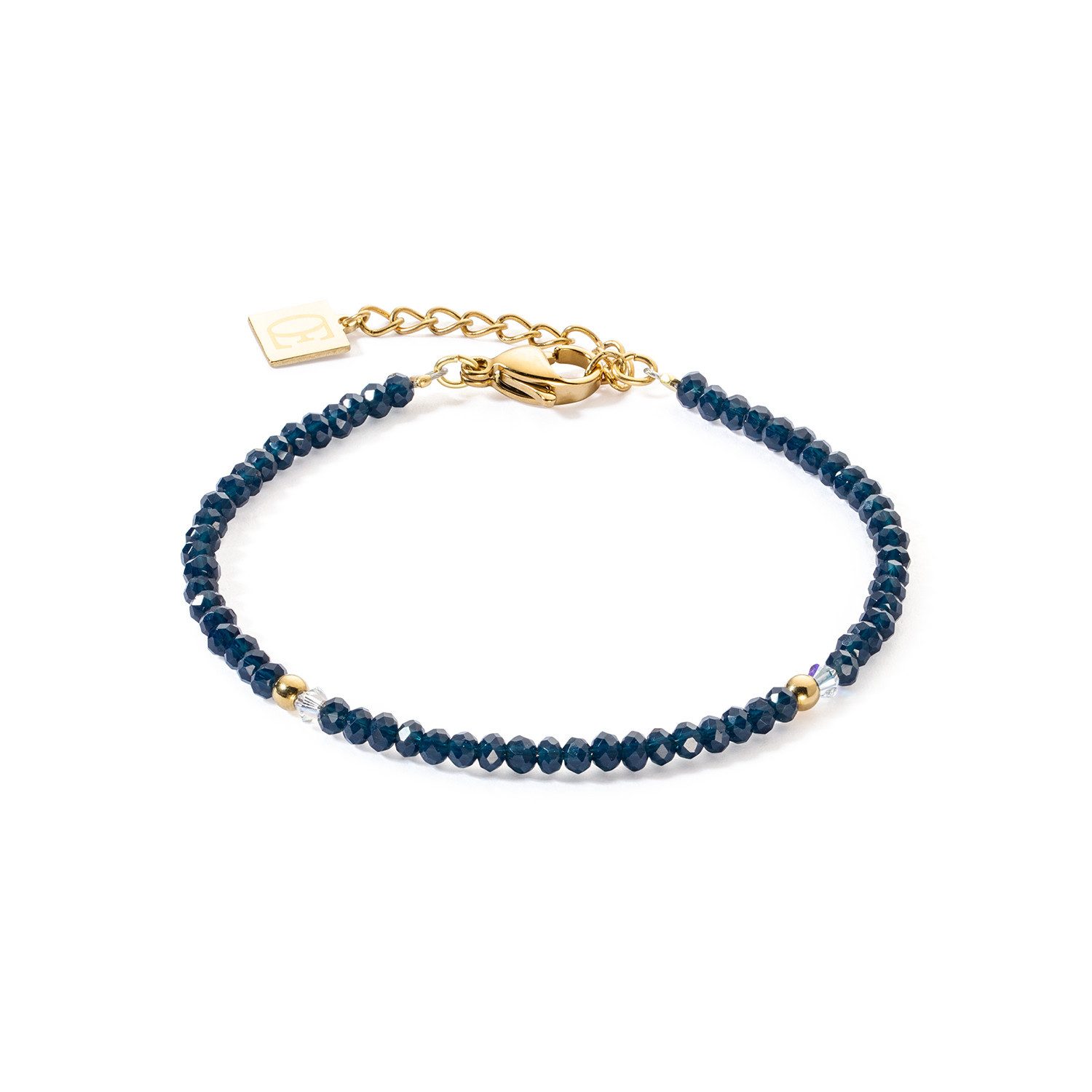 COEUR DE LION Perlenarmband Coeur de Lion Armband 2033/30-0721 Edelstahl vergoldet gold-dunkelblau