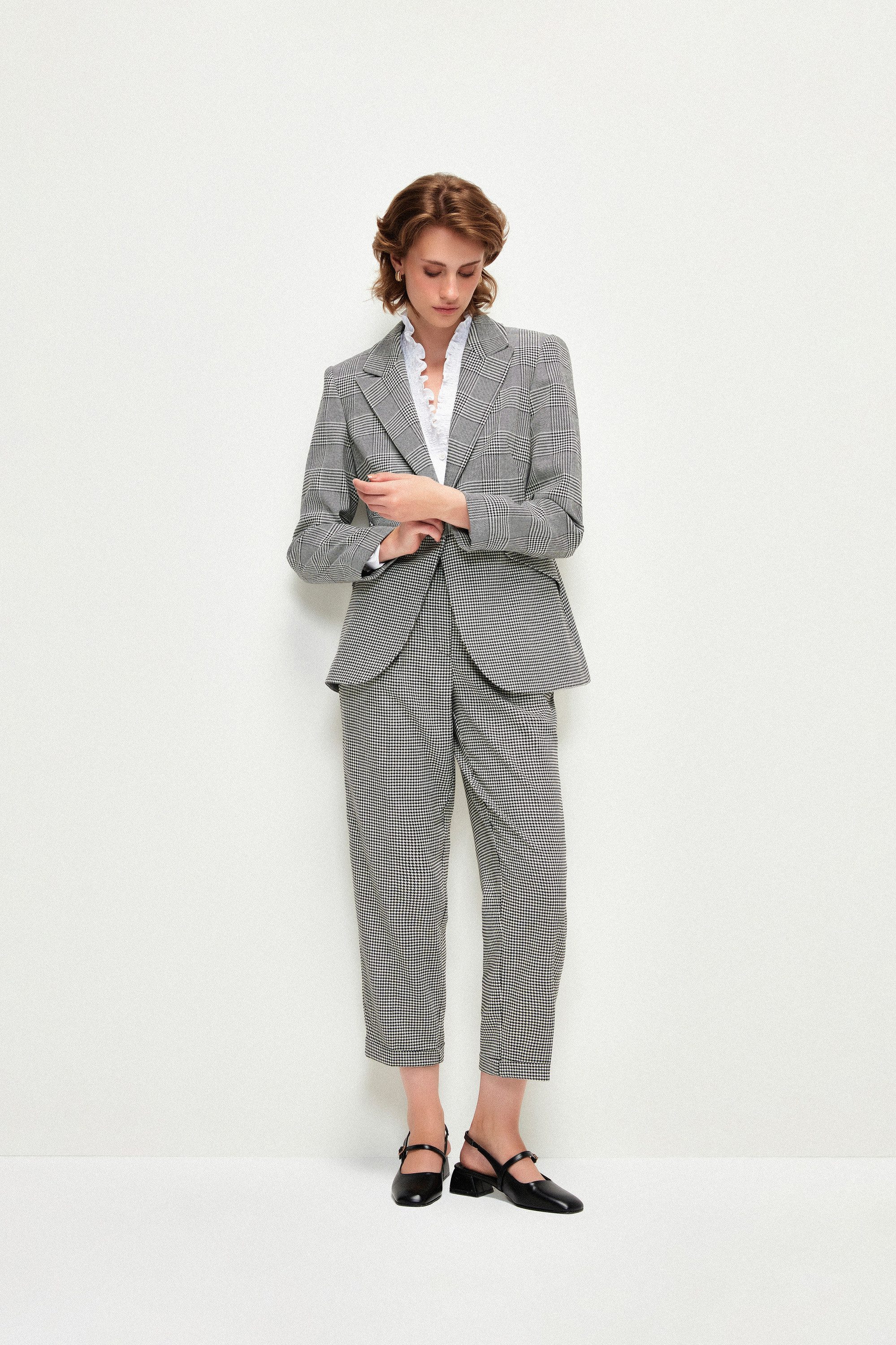 adL Jackenblazer Karierter taillierter Blazer
