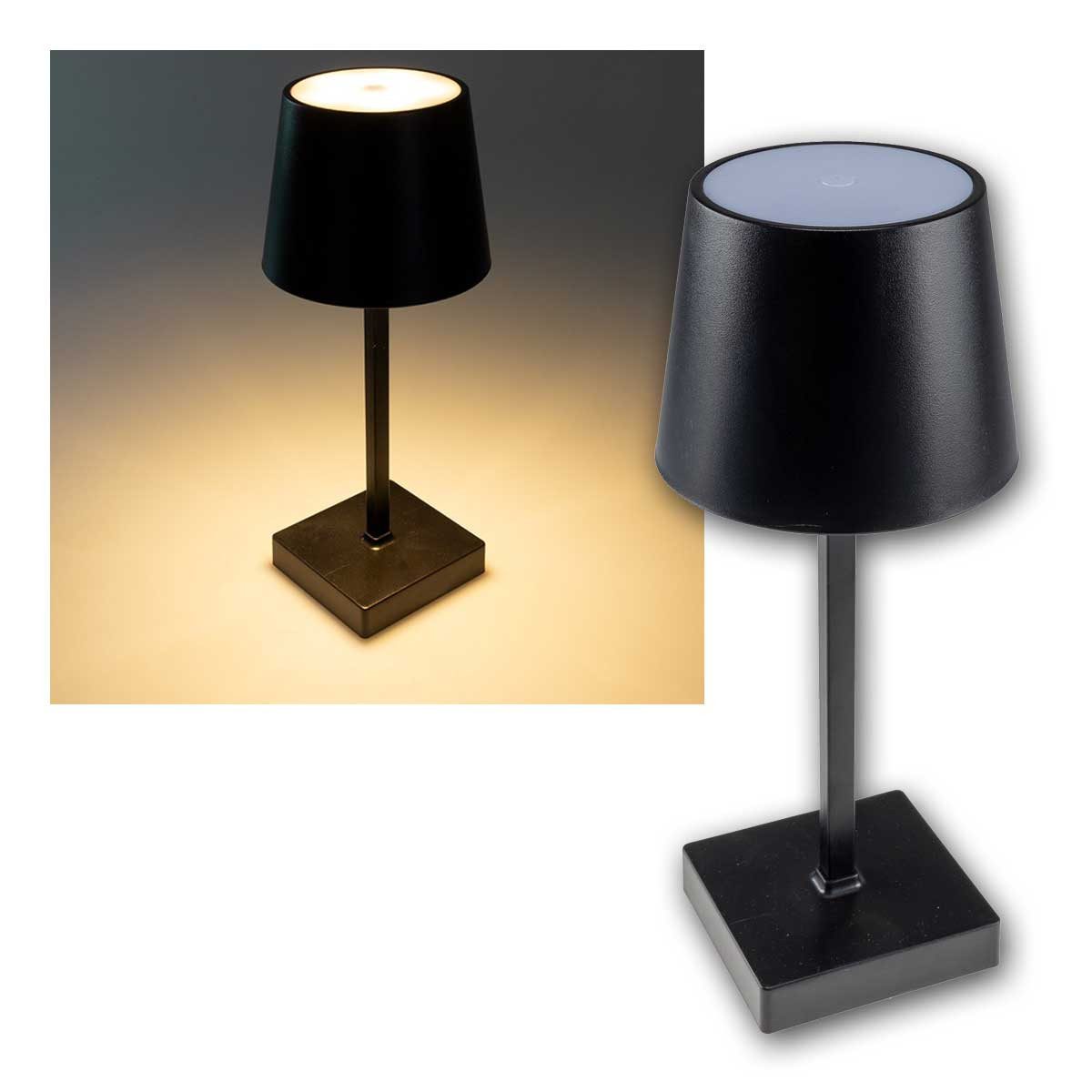 ChiliTec Tischleuchte LED Akku Tischleuchte 26cm, 160lm dimmbar, schwarz, warmweiß