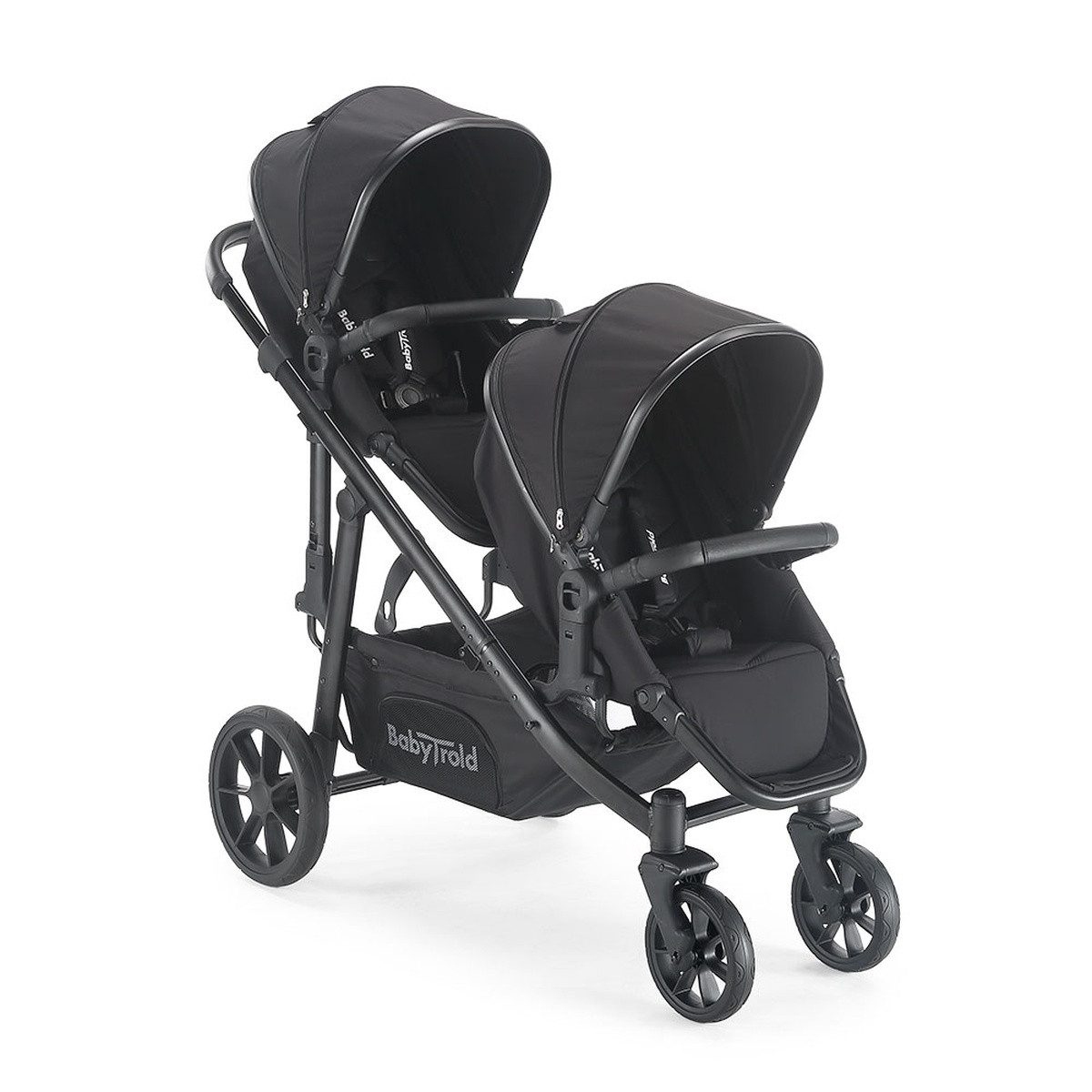 Babytrold Geschwisterwagen Nuuk Geschwisterwagen in Sandfarben, flexibel, & kompaktes Design, Geschwisterwagen, für Zwillinge und Geschwister, Sichtfenster
