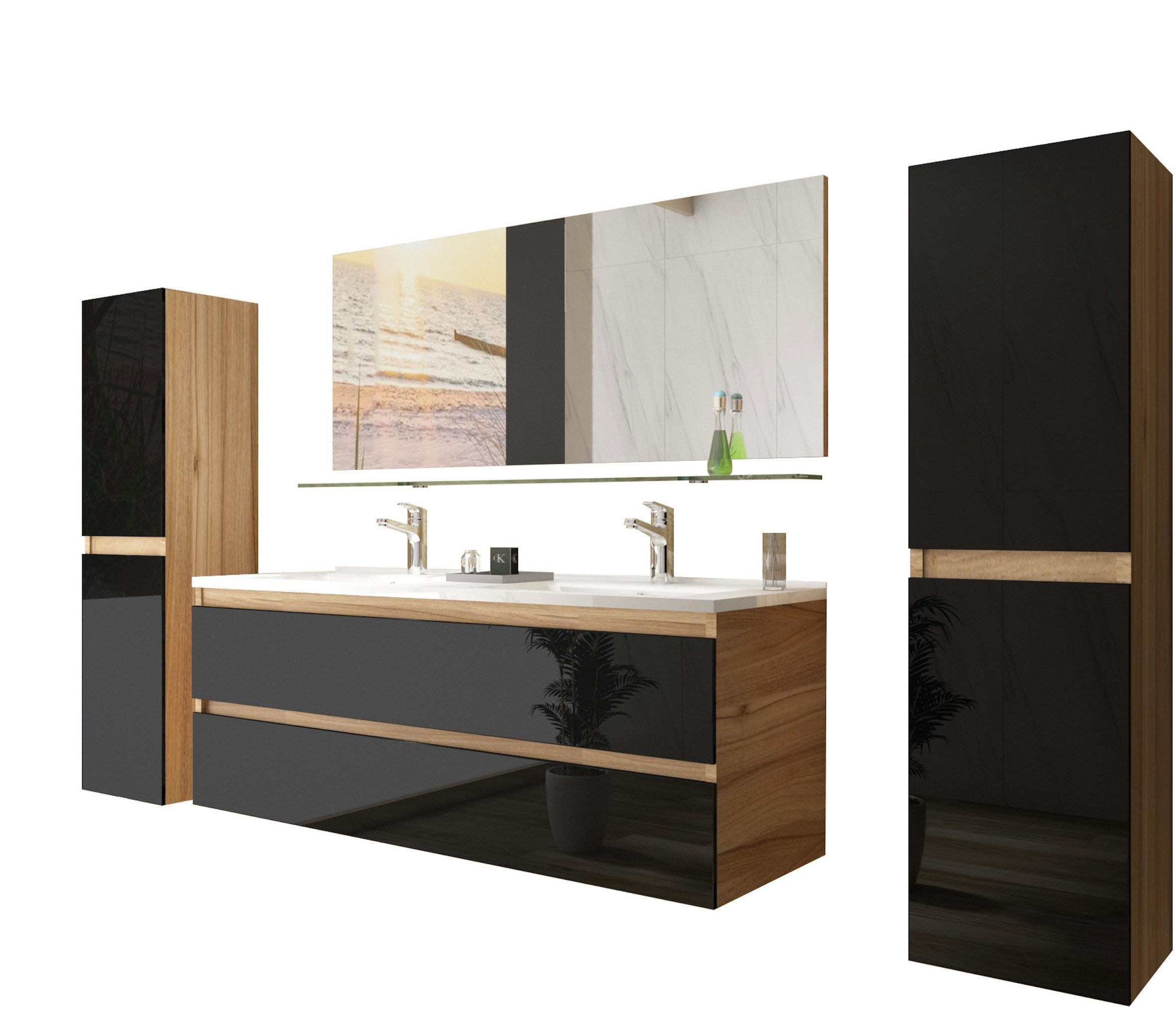 Homeline Doppelwaschtisch Kaiser Doppelwaschtisch doppelwaschbecken Eiche / günstig online kaufen