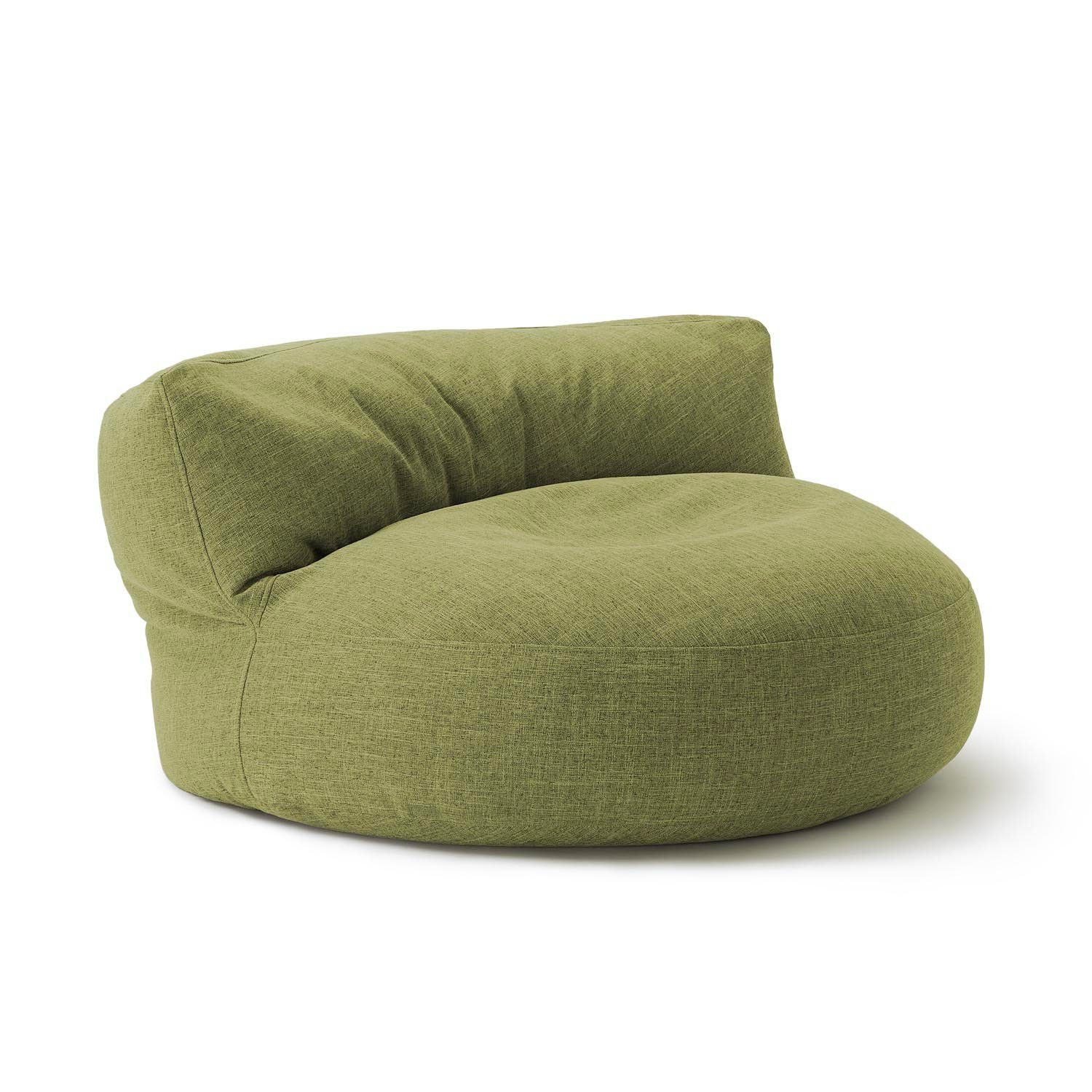 Lumaland Sitzsack Round Sofa Sitzkissen Bean Couch Outdoor inkl. In-& 90x90x50cm Rückenlehne Bag lime Lounge