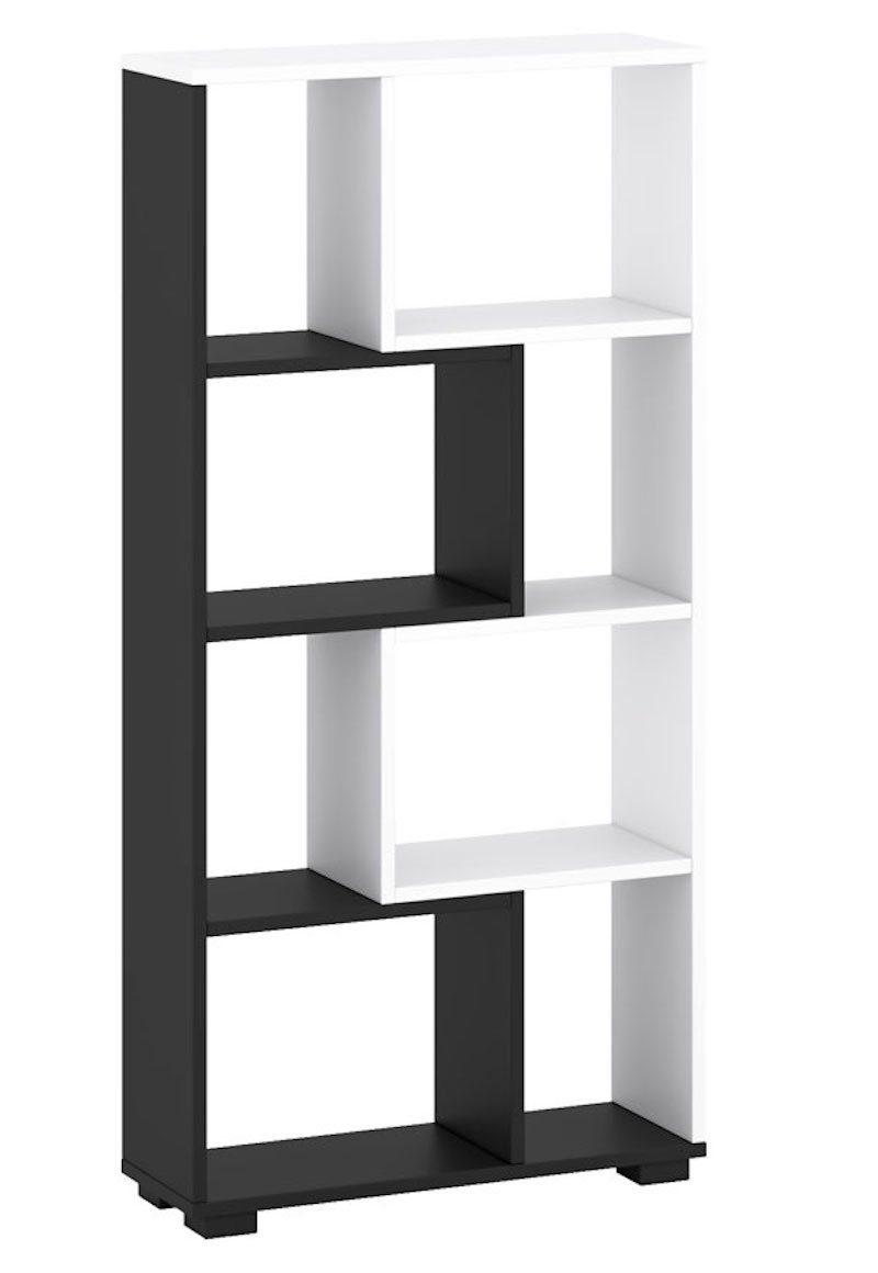 Feldmann-Wohnen Bücherregal Split, 60x20x120cm schwarz / weiß