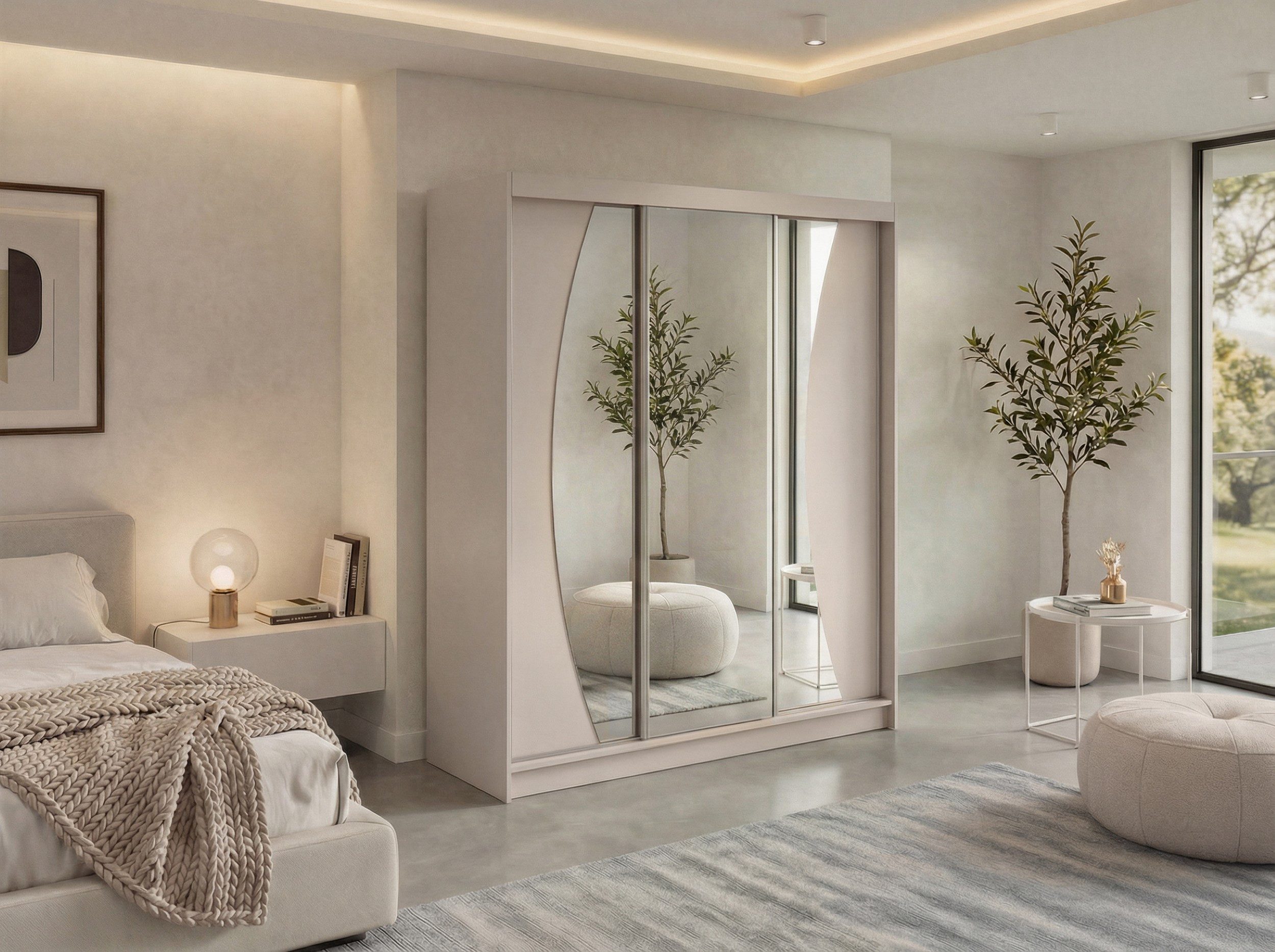 MKS MÖBEL Schiebetürenschrank VERONA 180 (inkl. Inneneinteilung, Spiegelschrank mit Einlegeböden) Schwebetürenschrank 180 cm breite, Kleiderschrank, mit Schubladen