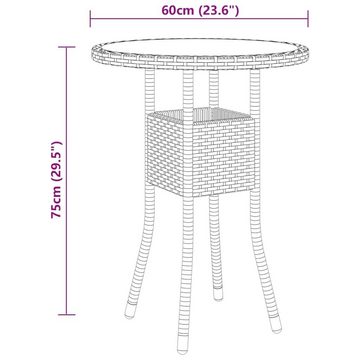 furnicato Gartentisch Ø60x75 cm Hartglas und Poly Rattan Schwarz