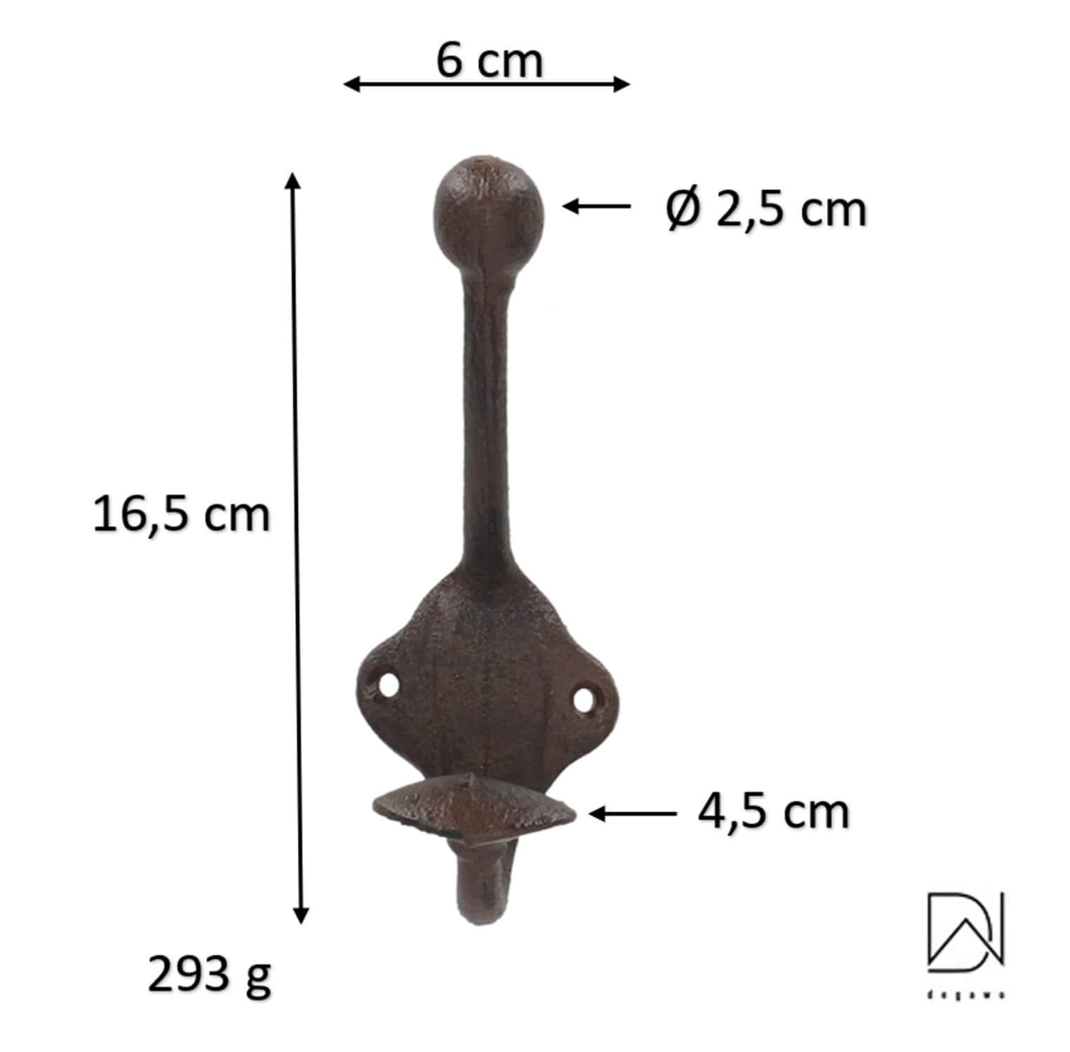 Dekowunder Wandhaken Wandhaken Gusseisen Kleiderhaken und Huthaken antik Braun
