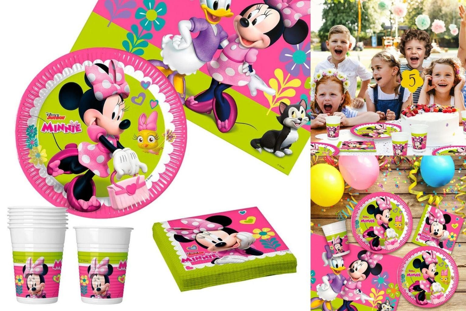 Disney Minnie Mouse Einweggeschirr-Set Set Partyartikel Minnie Mouse 37 Stücke