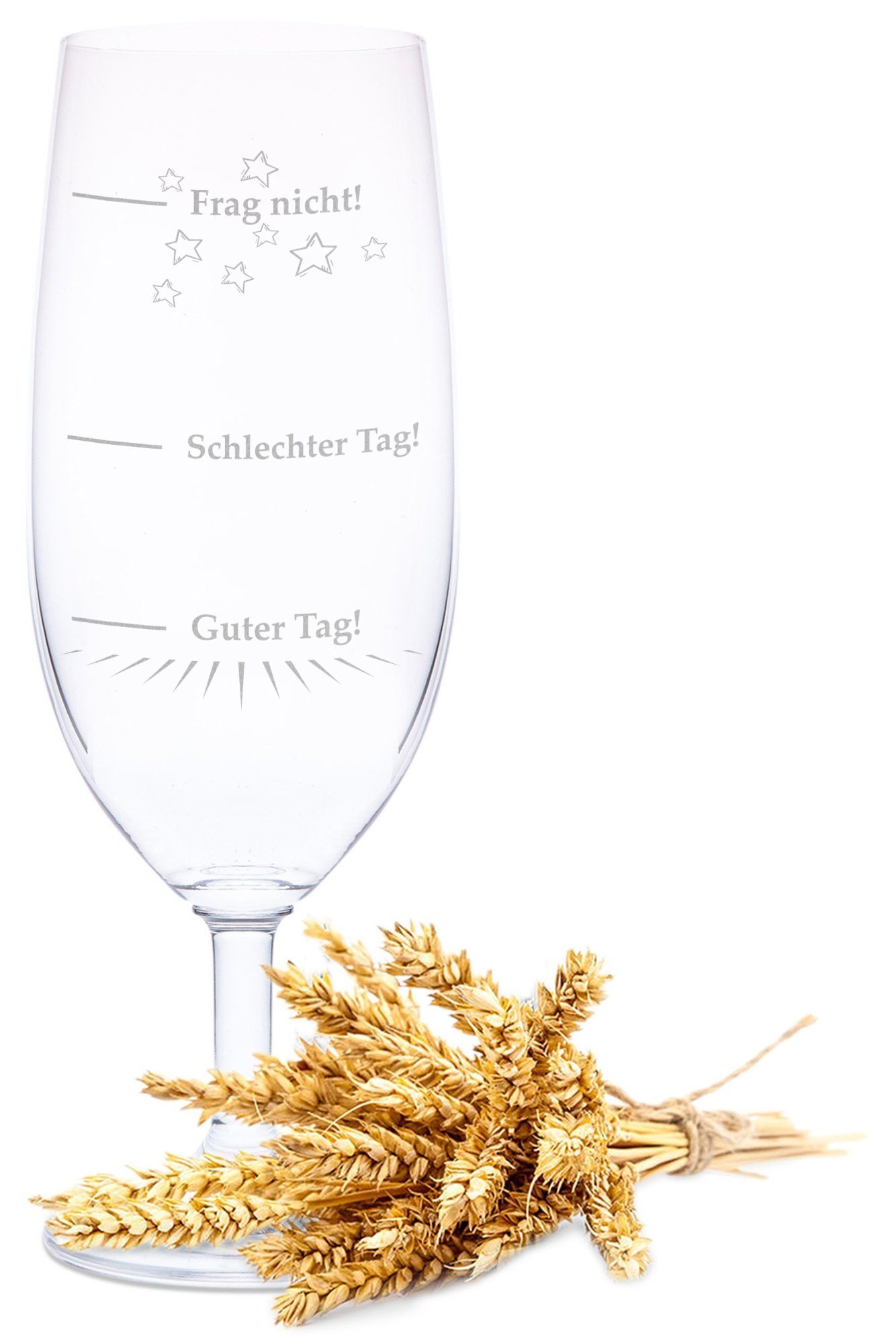 GRAVURZEILE Bierglas Leonardo Bierglas mit Gravur - Guter Tag Schlechter Tag, Glas, Witziges Geschenk für Biergenießer - 360 ml
